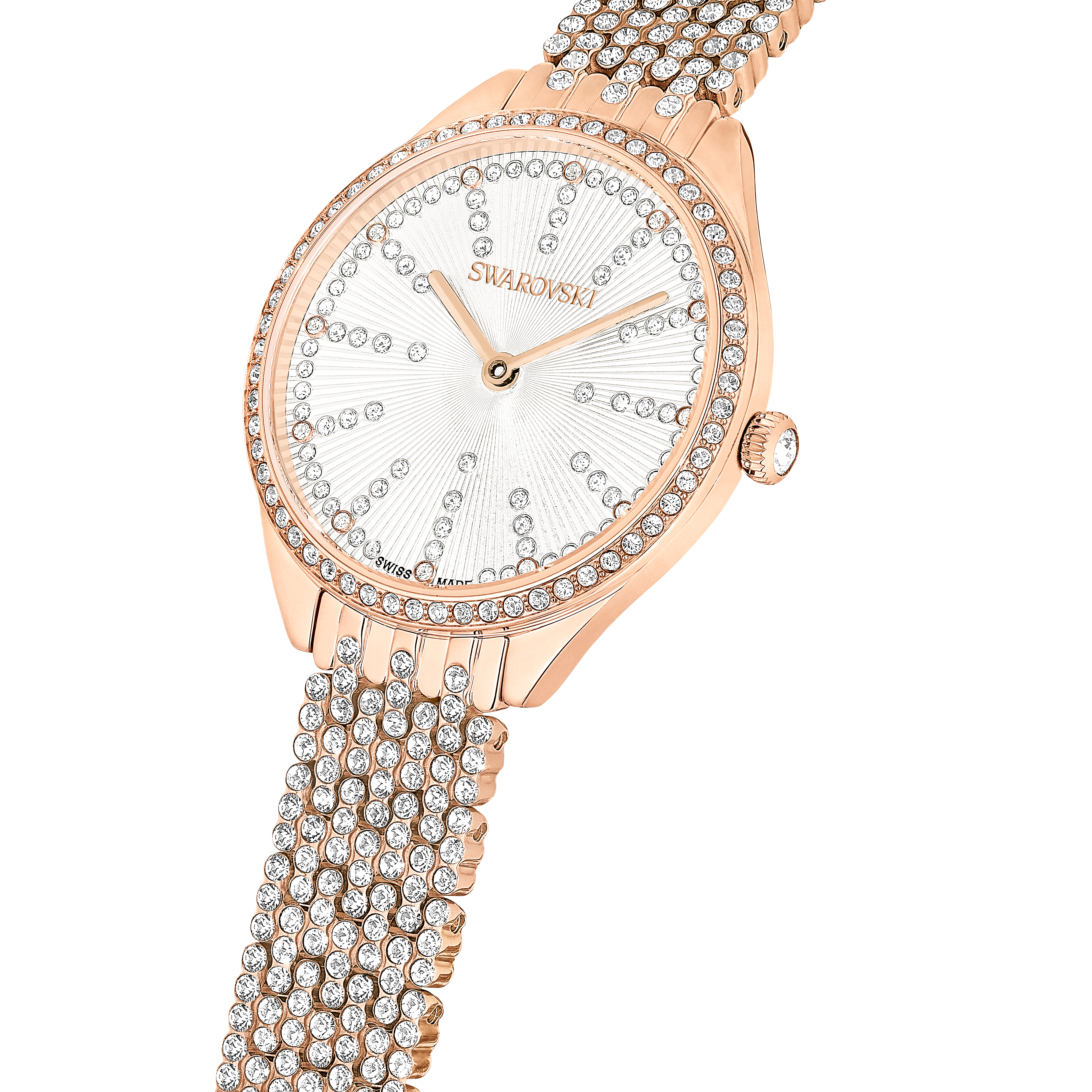 Swarovski Attract watch, Swiss Made, Full pavé, Crystal bracelet, Rose gold tone, Rose gold-tone finish 5644053
