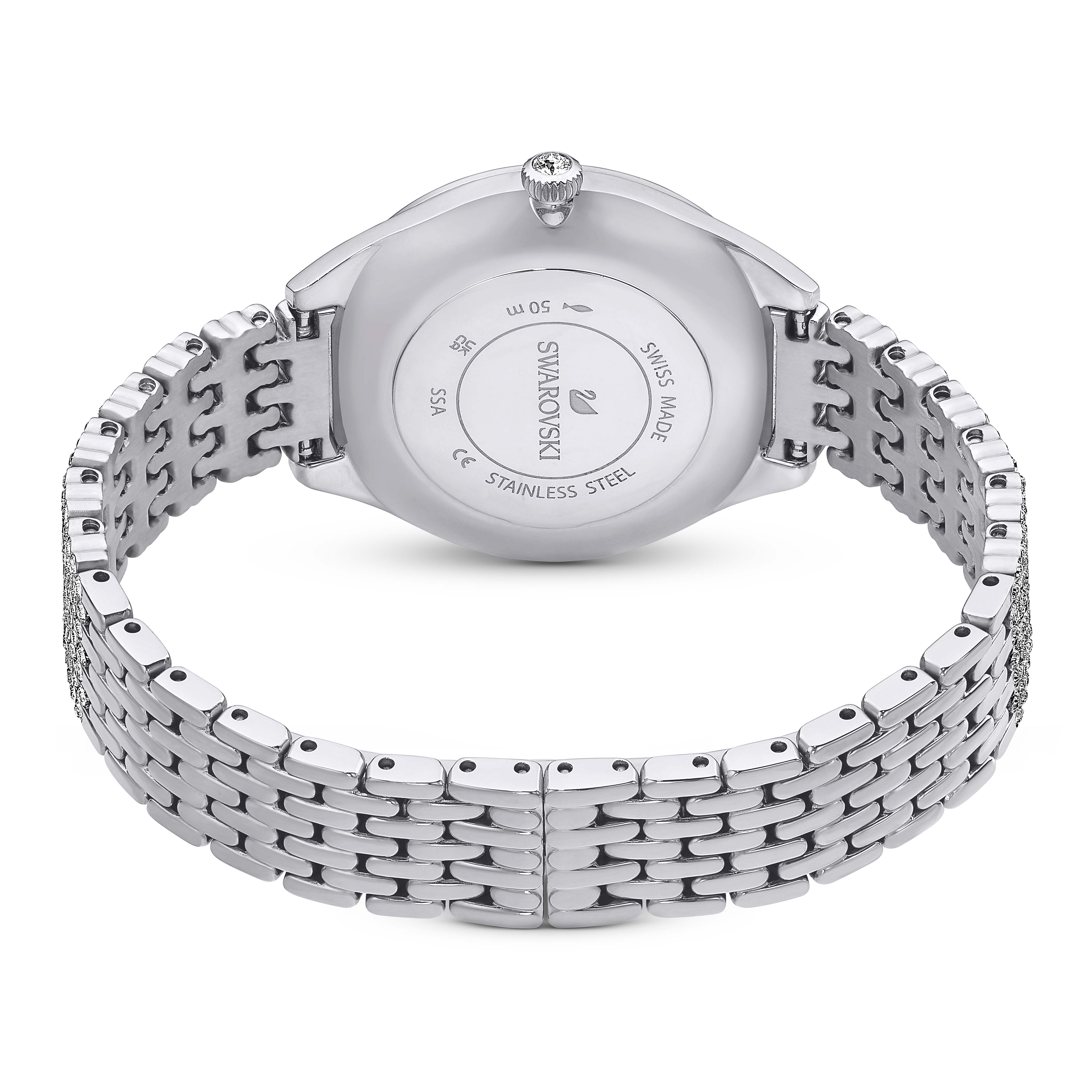 Swarovski Attract watch, Swiss Made, Full pavé, Crystal bracelet, Silver tone, Stainless steel 5644062