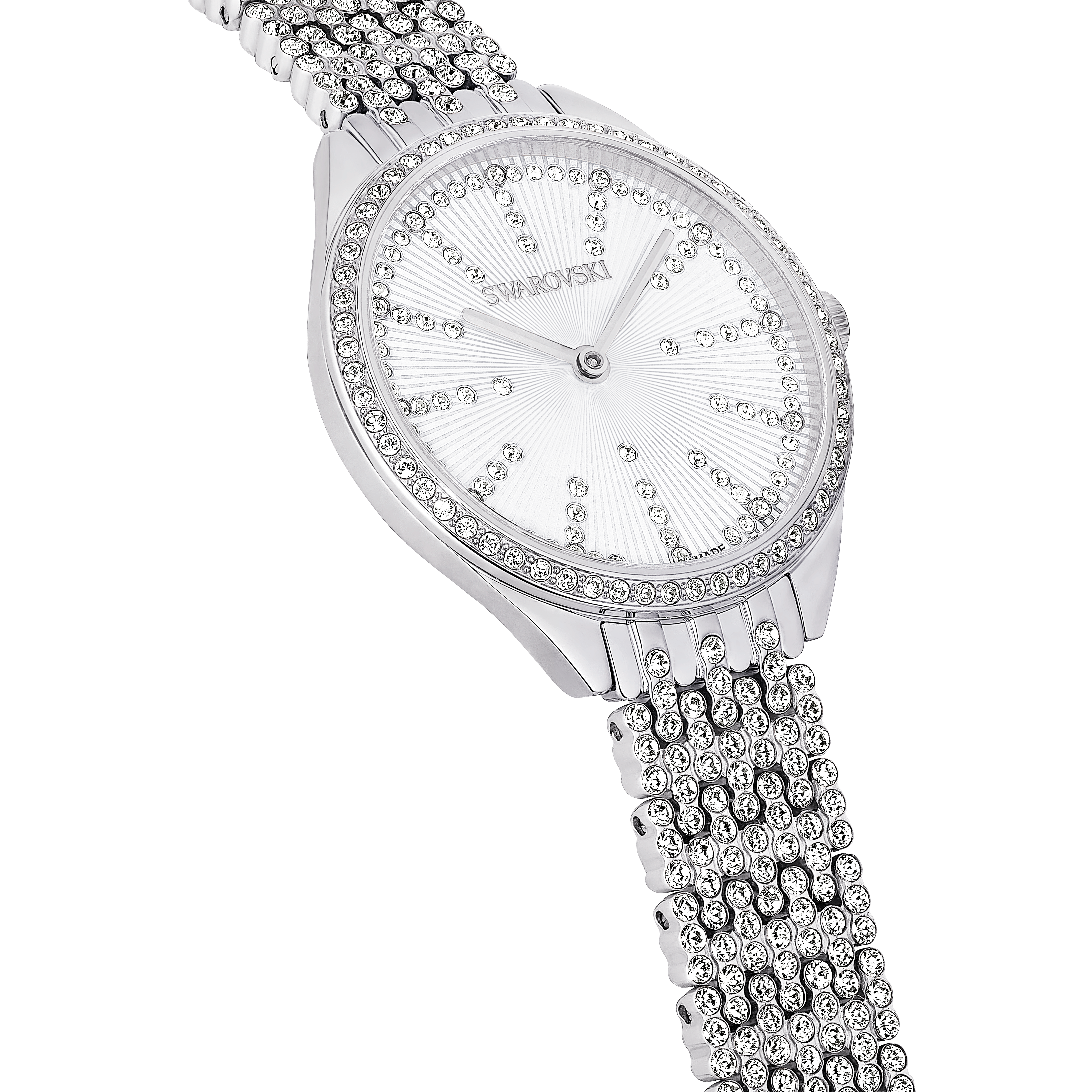 Swarovski Attract watch, Swiss Made, Full pavé, Crystal bracelet, Silver tone, Stainless steel 5644062