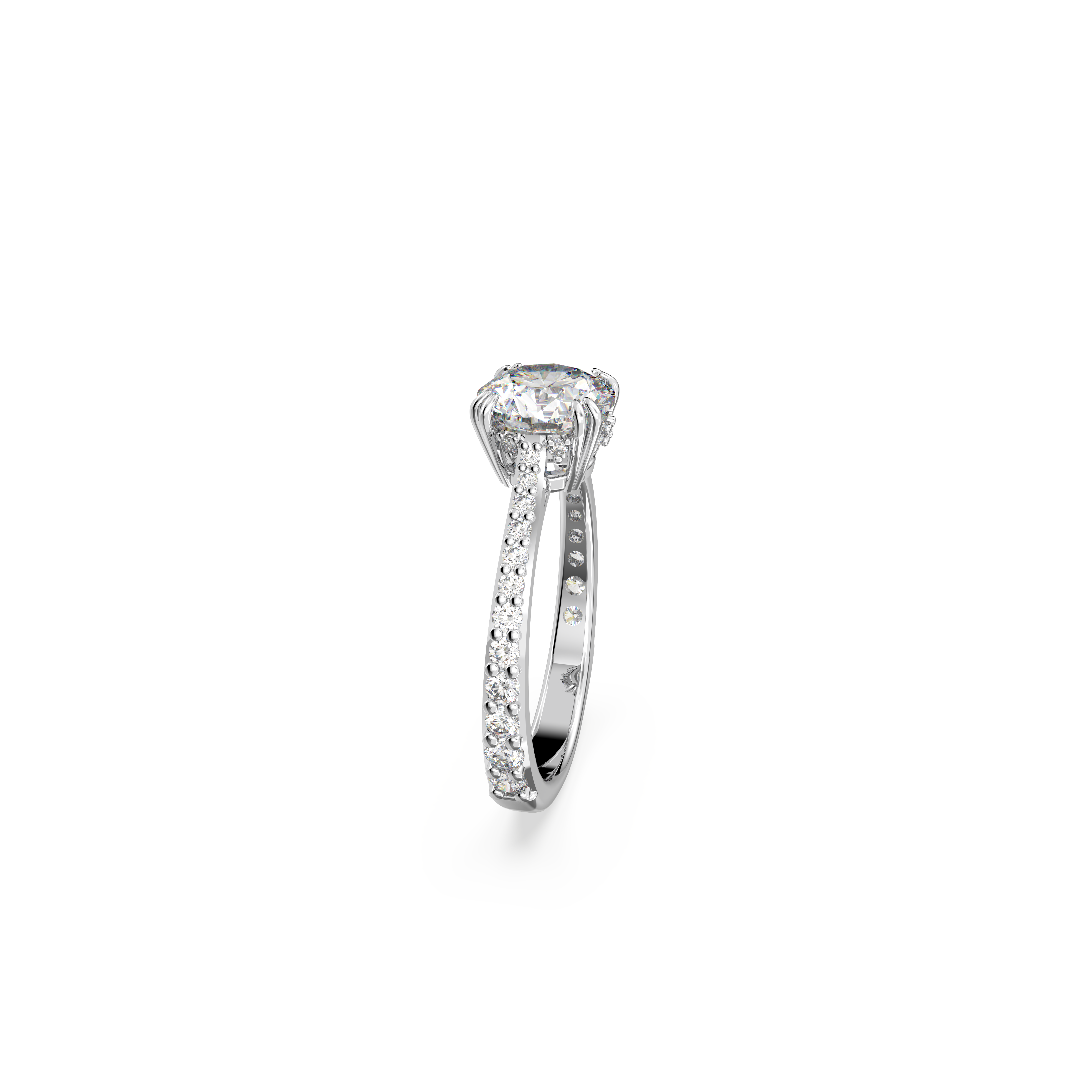 SWAROVSKI CONSTELLA COCKTAIL RING, PRINCESS CUT, PAVÉ, WHITE, RHODIUM PLATED