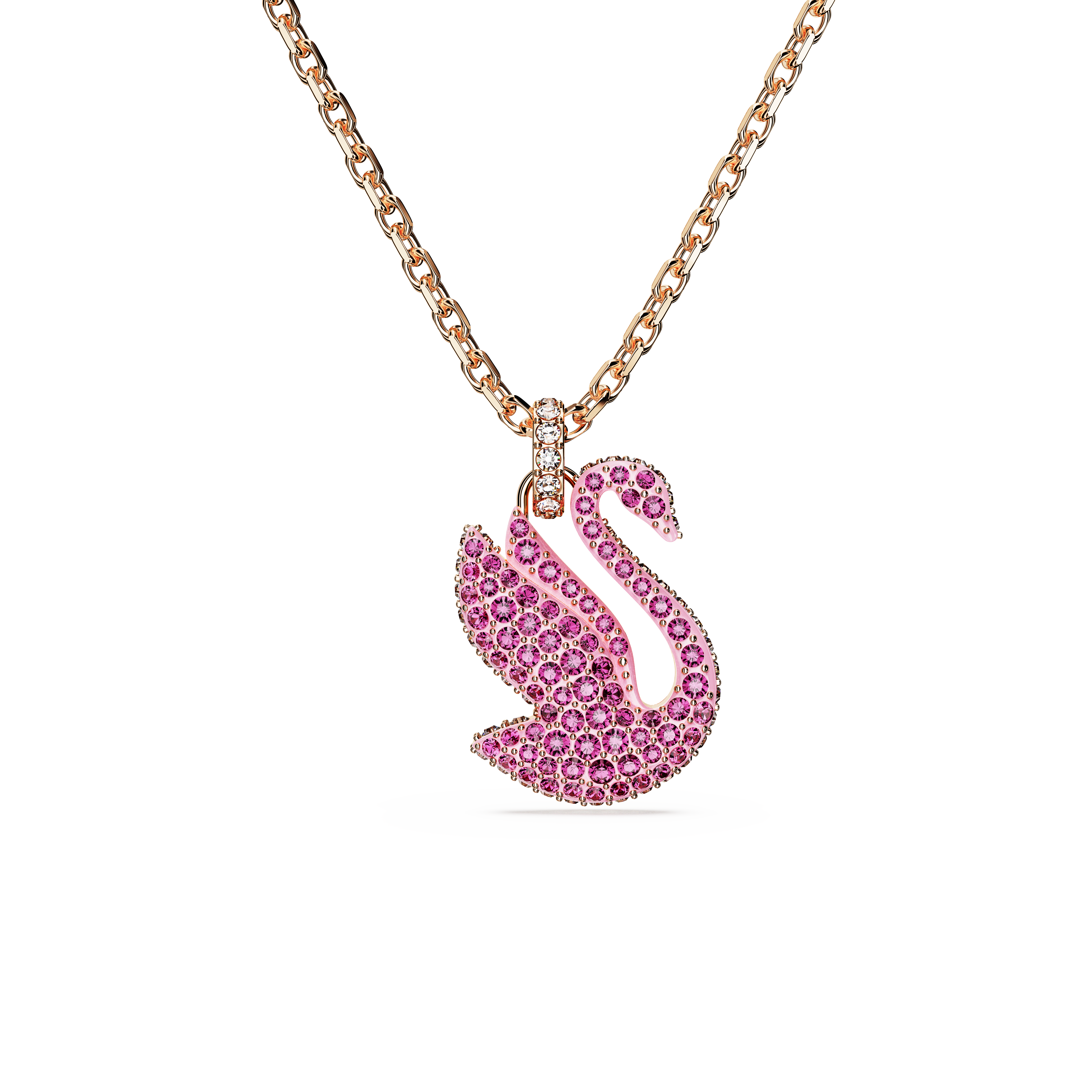 SWAROVSKI SWAROVSKI ICONIC SWAN PENDANT, SWAN, MEDIUM, PINK, ROSE GOLD-TONE PLATED 5647552