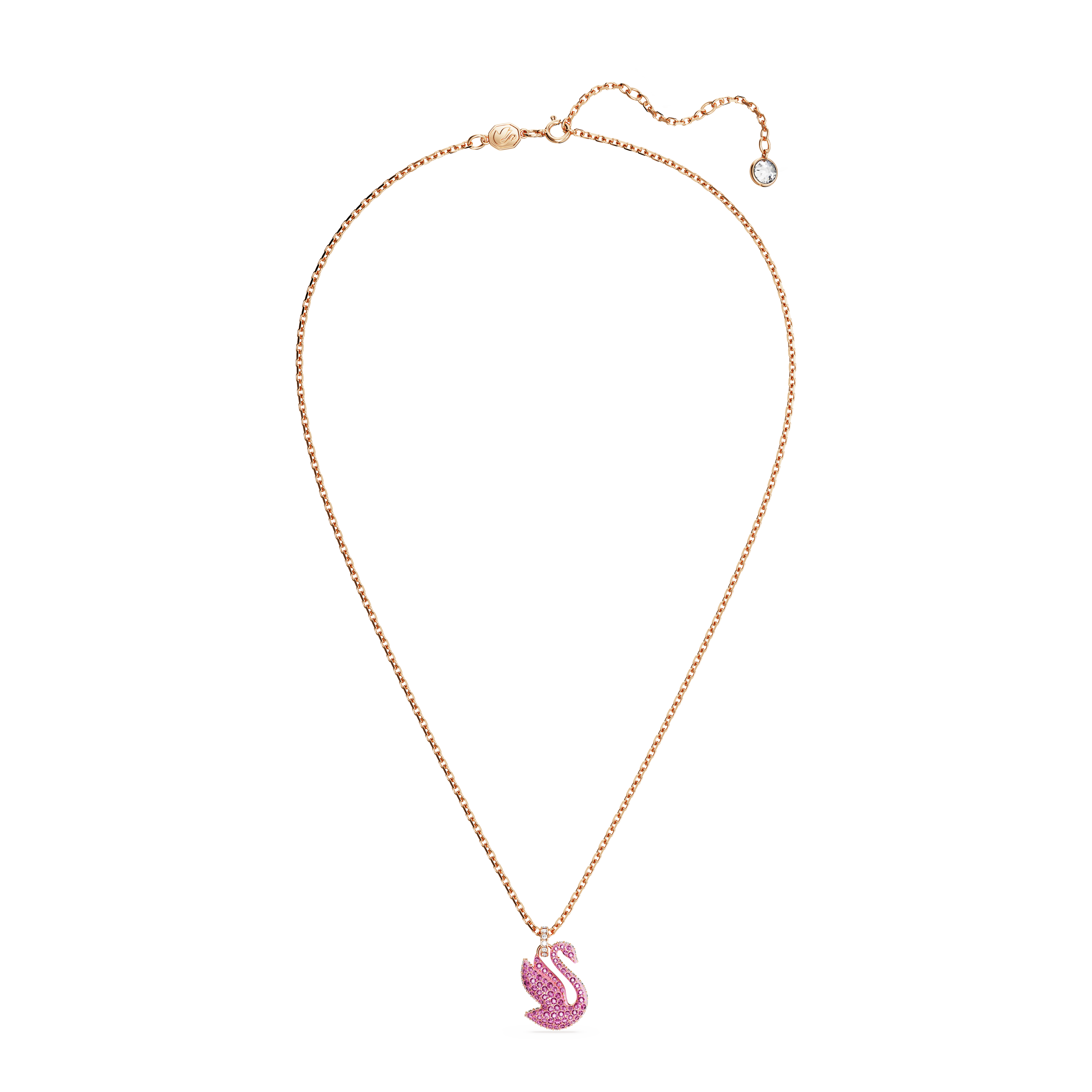 SWAROVSKI SWAROVSKI ICONIC SWAN PENDANT, SWAN, MEDIUM, PINK, ROSE GOLD-TONE PLATED 5647552