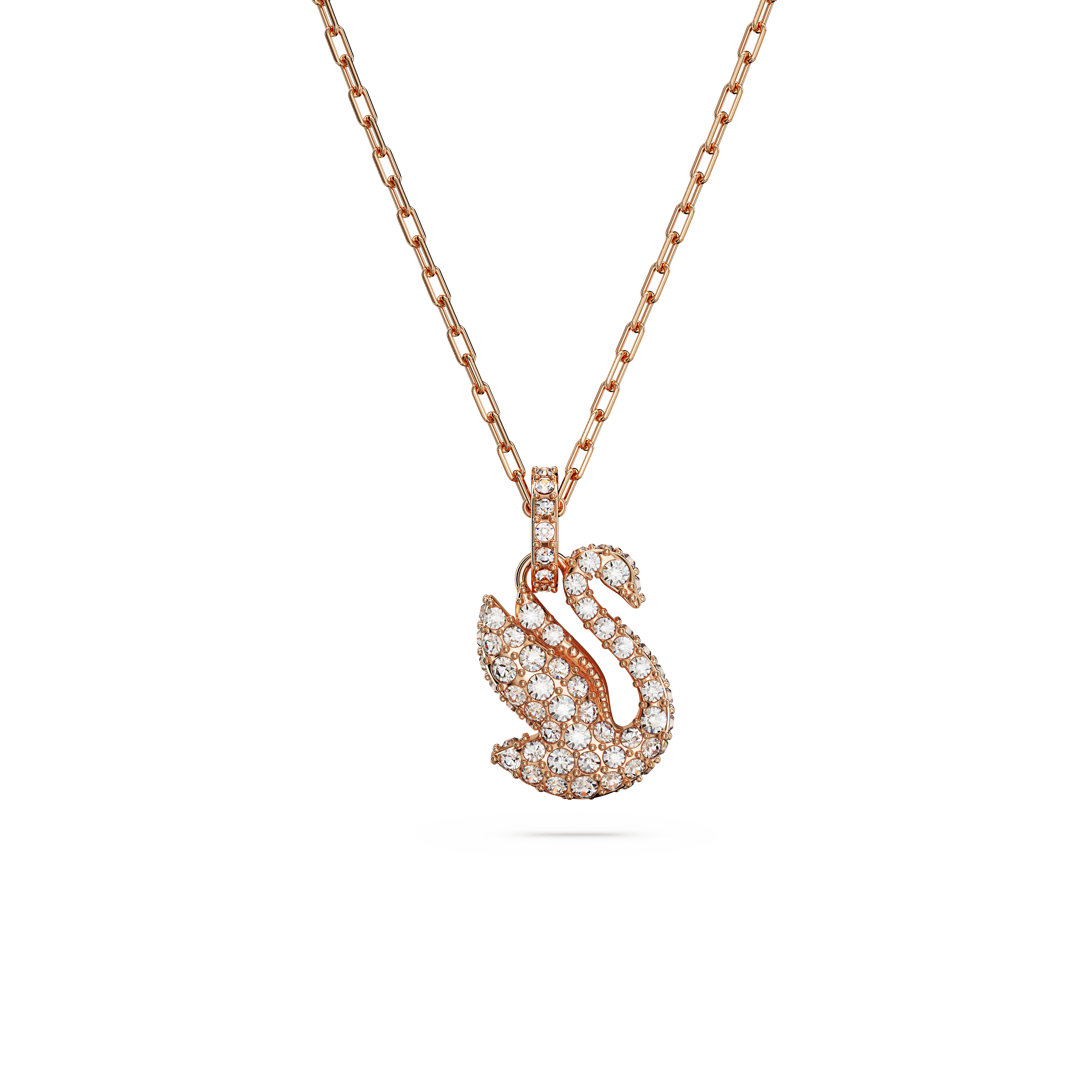 Swarovski Swan pendant, Swan, Small, White, Rose gold-tone plated 5647555