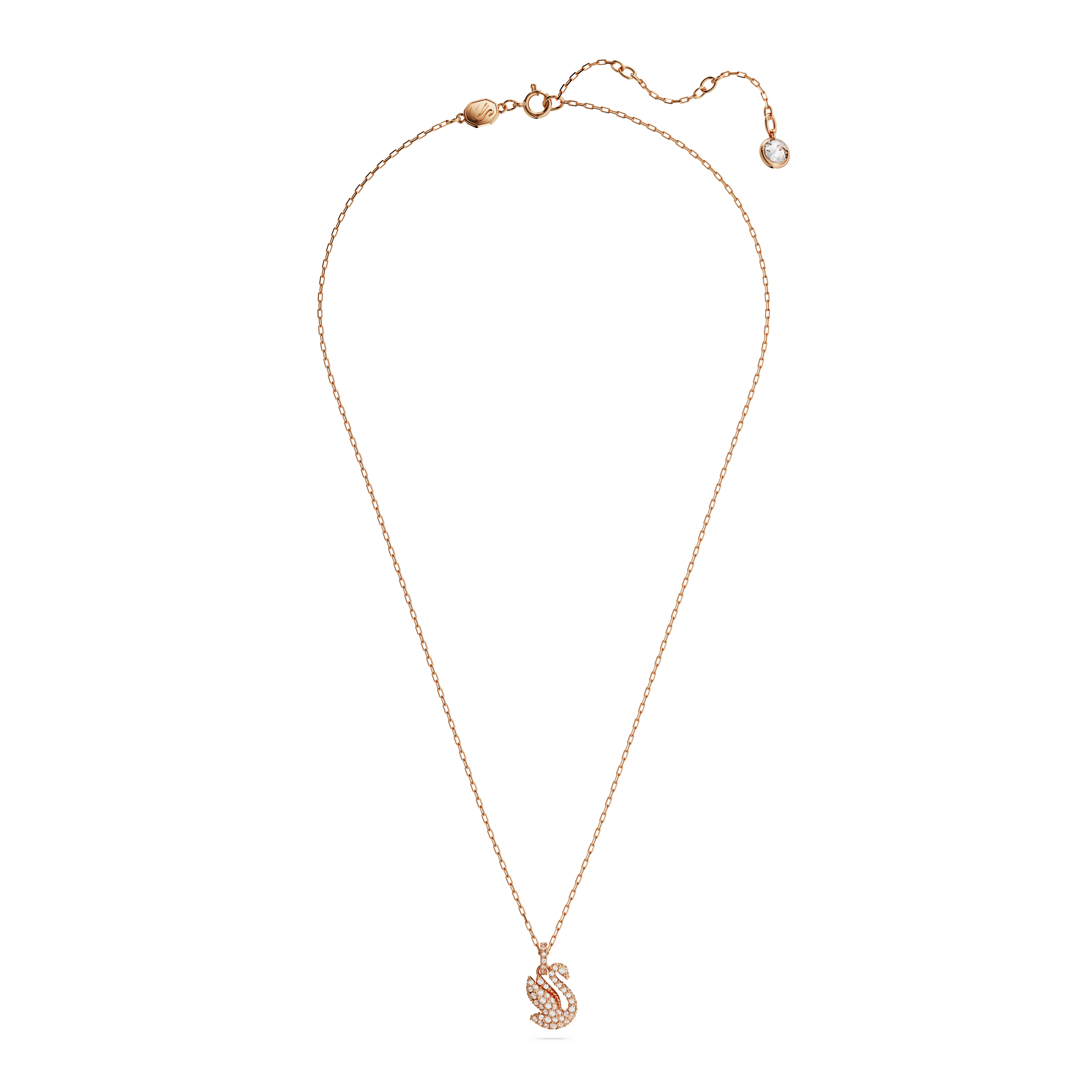 Swarovski Swan pendant, Swan, Small, White, Rose gold-tone plated 5647555