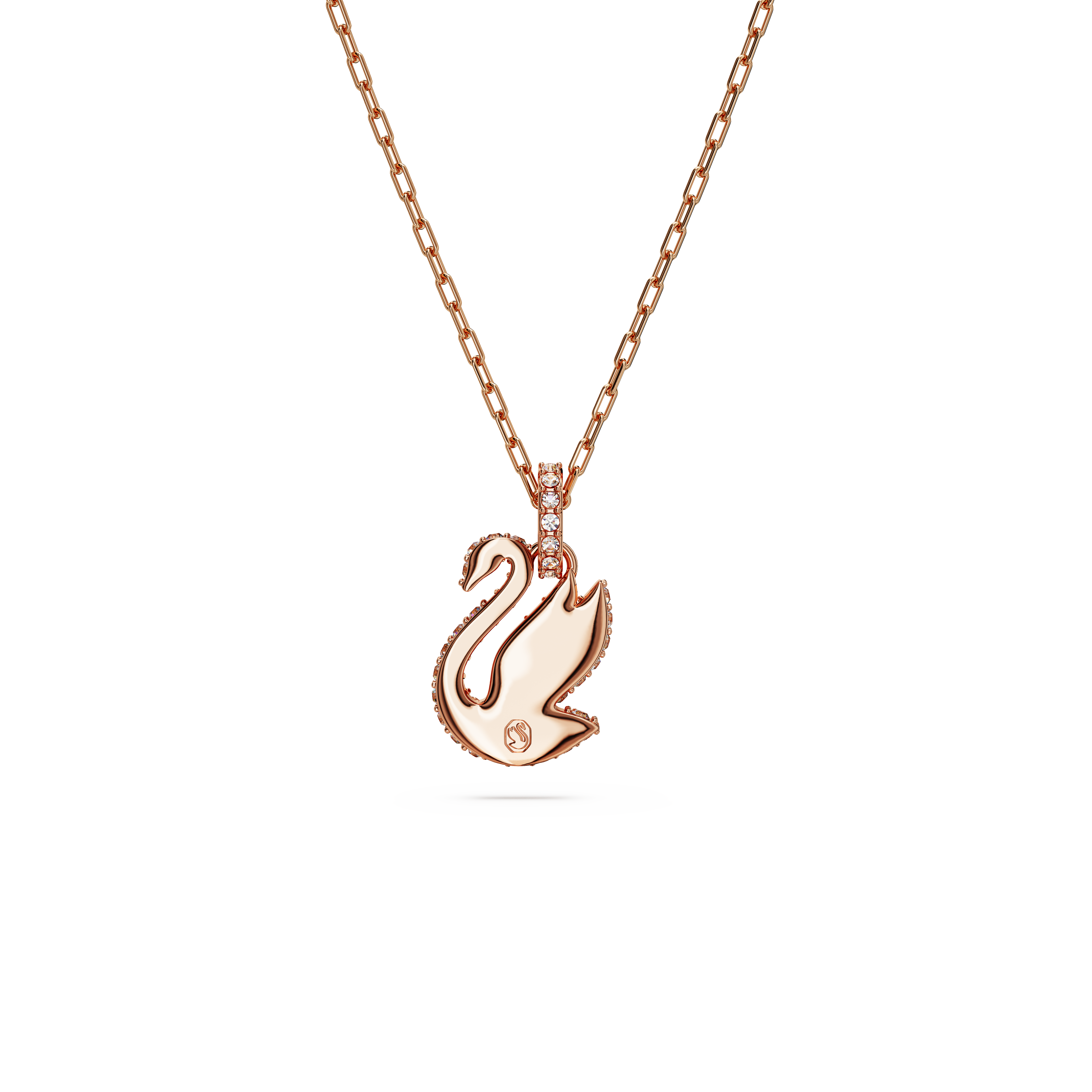 SWAROVSKI SWAROVSKI ICONIC SWAN PENDANT, SWAN, SMALL, WHITE, ROSE GOLD-TONE PLATED 5647555