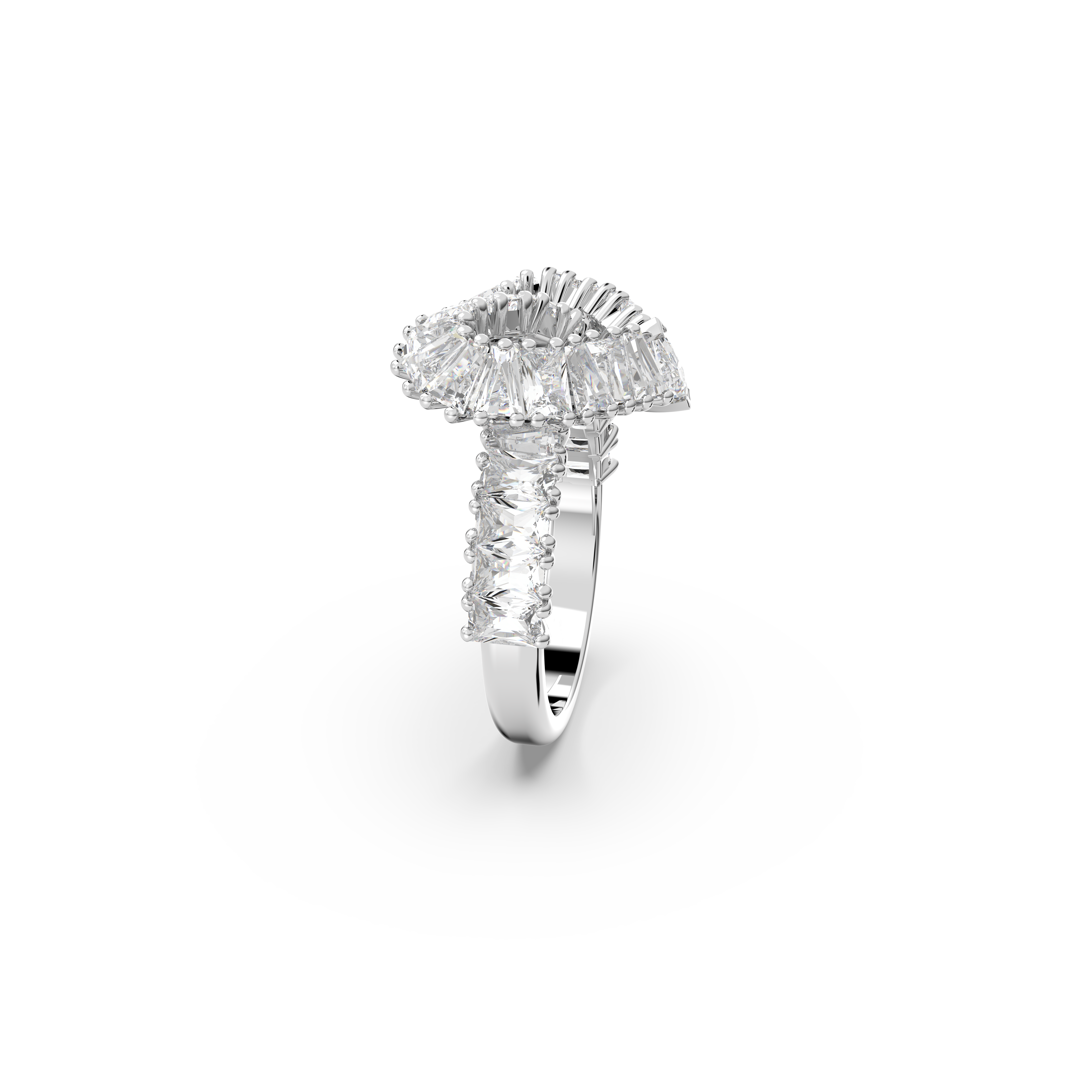 SWAROVSKI MATRIX COCKTAIL RING, MIXED CUTS, HEART, WHITE, RHODIUM PLATED