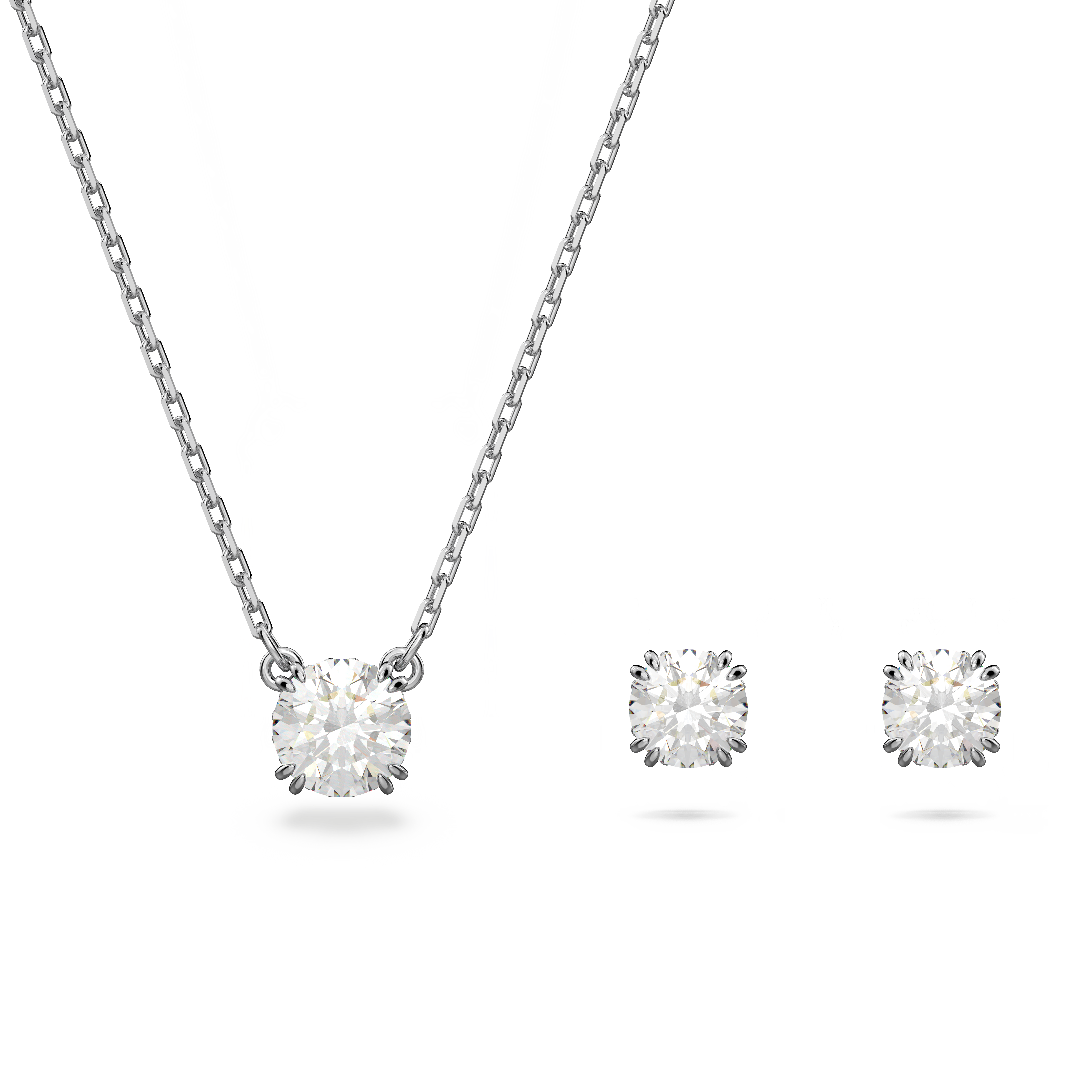 Swarovski Stilla set, Round cut, White, Rhodium plated 5647663