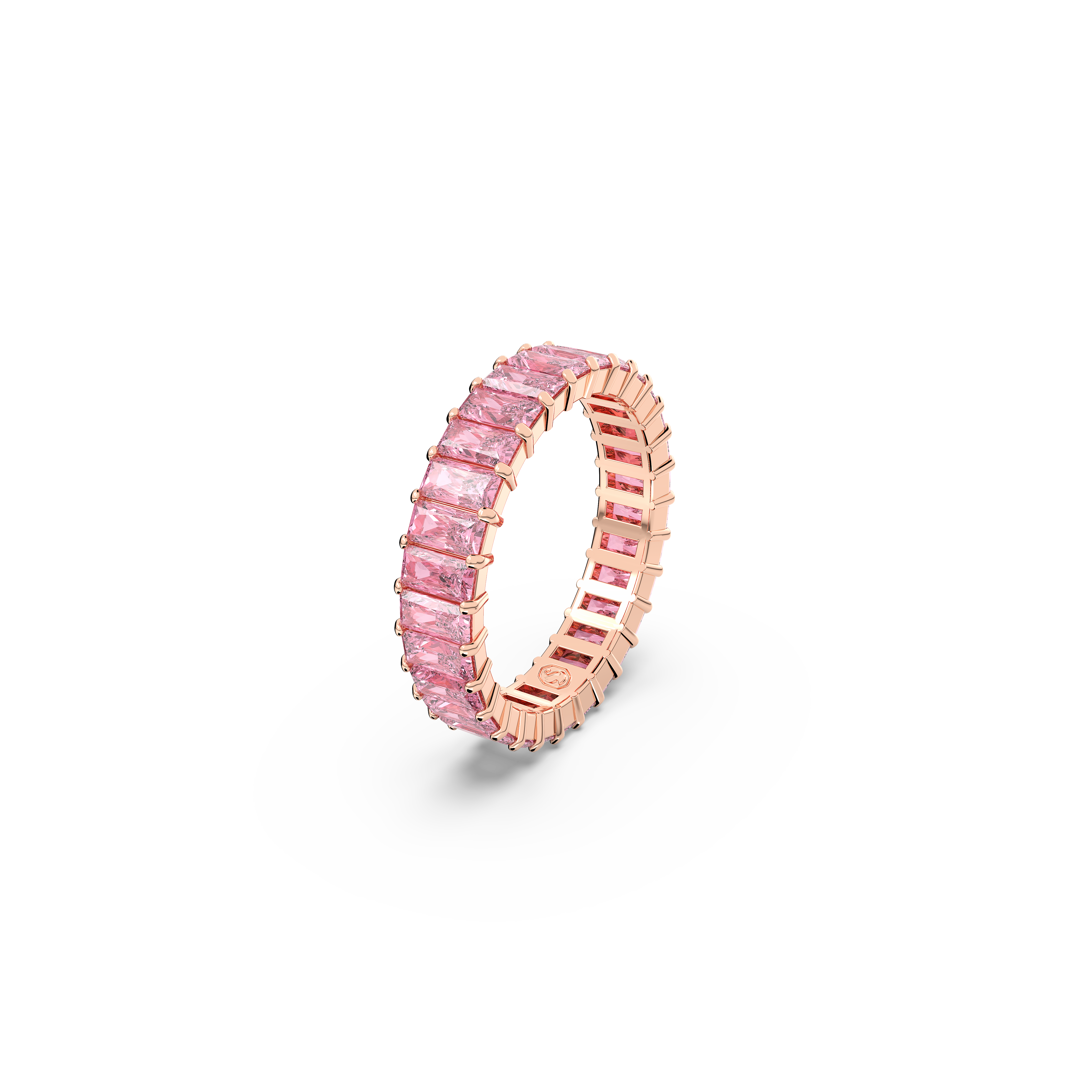 Swarovski Matrix ring, Baguette cut, Pink, Rose gold-tone plated 5648286
