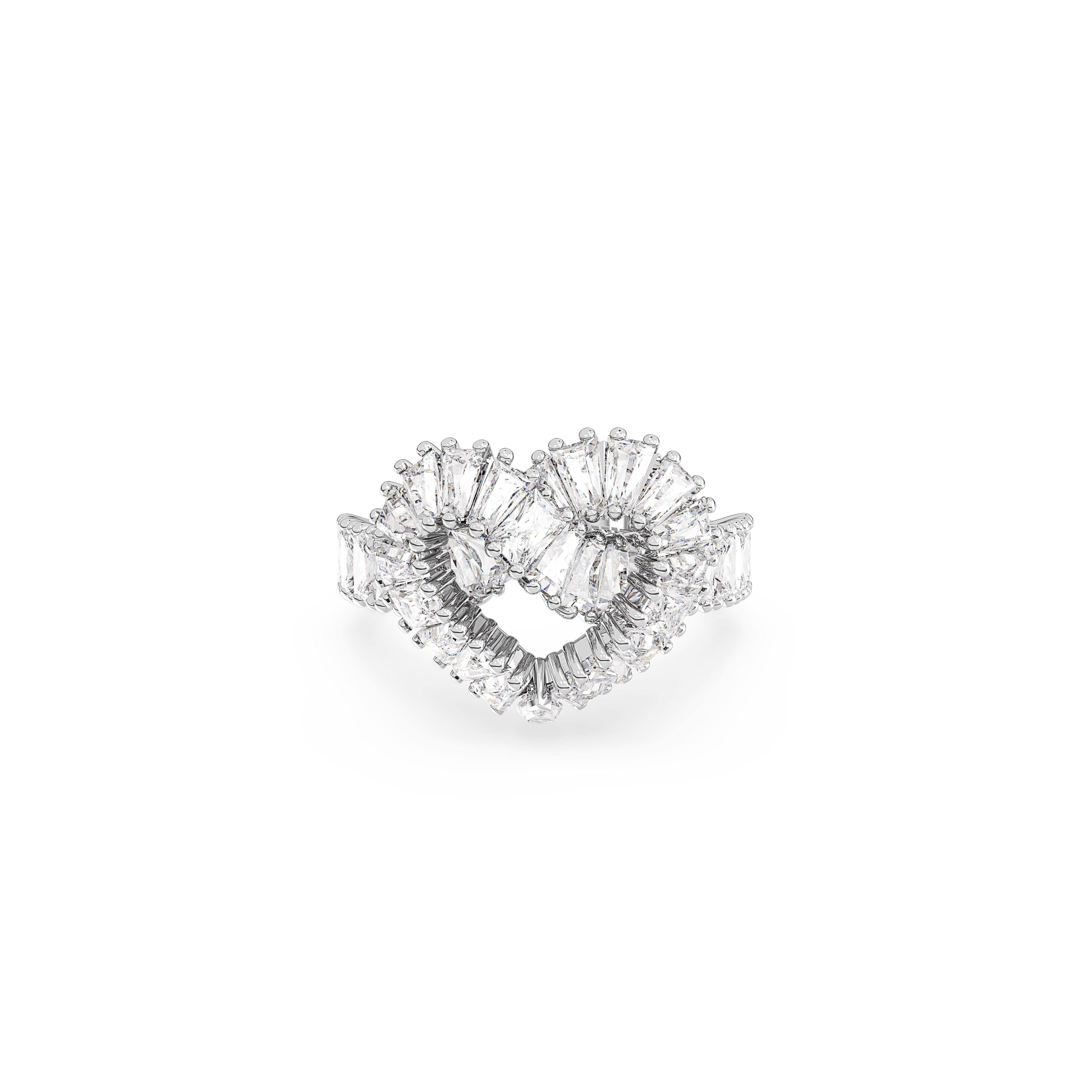 SWAROVSKI MATRIX COCKTAIL RING, MIXED CUTS, HEART, WHITE, RHODIUM PLATED