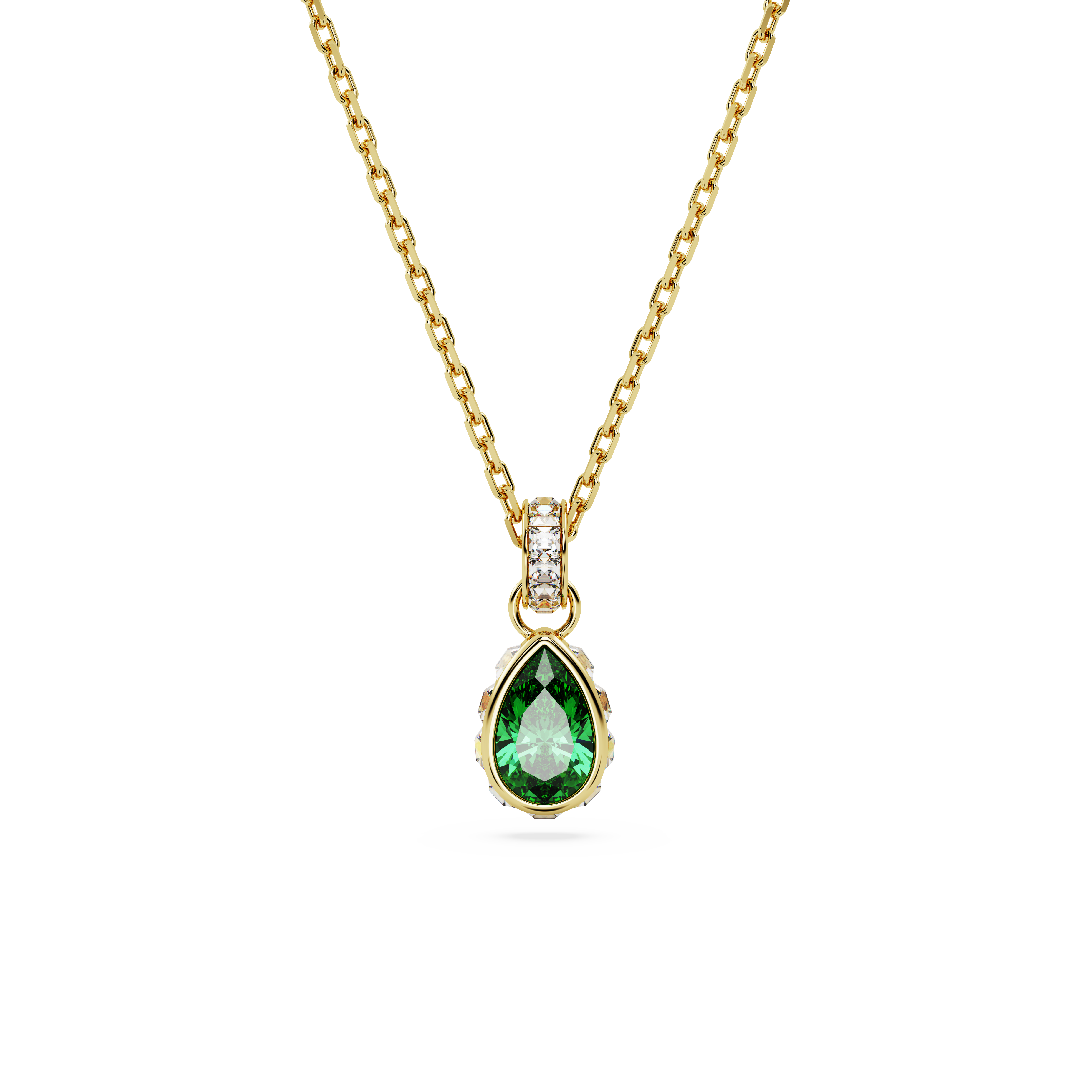 Swarovski Chroma pendant, Pear cut, Green, Gold-tone plated 5648751