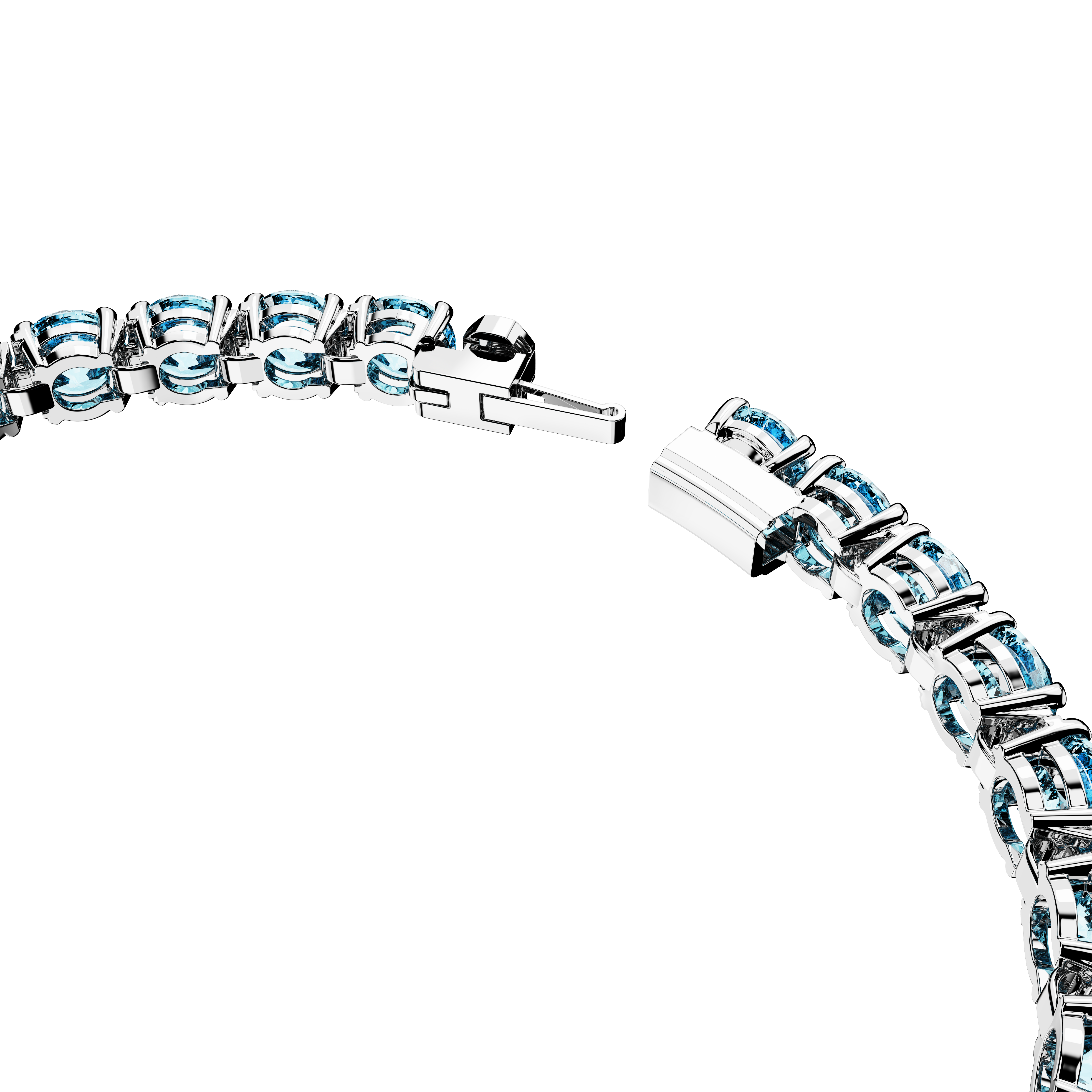 SWAROVSKI MATRIX TENNIS BRACELET, ROUND CUT, MEDIUM, BLUE, RHODIUM PLATED