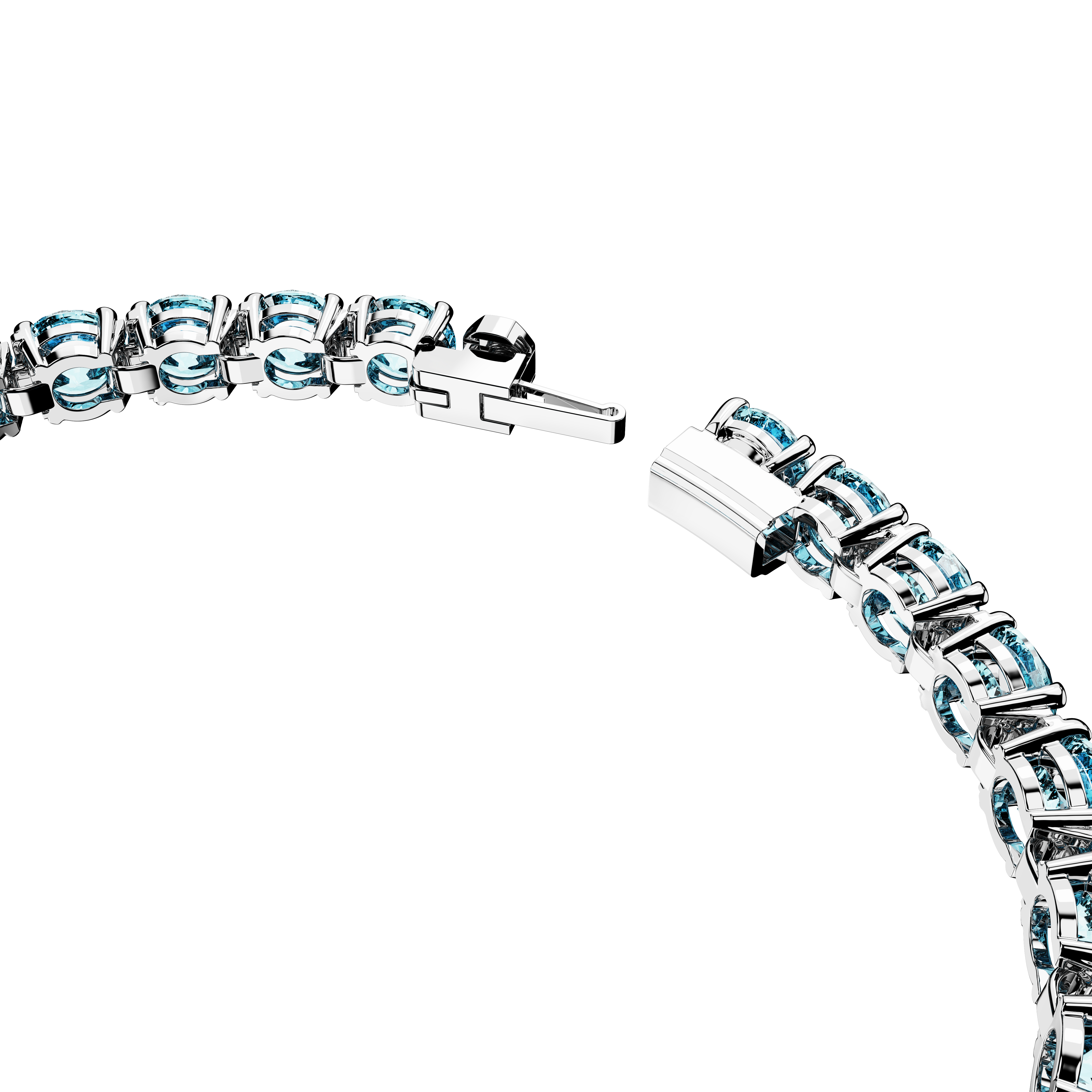Swarovski Matrix Tennis bracelet, Round cut, Blue, Rhodium plated 5648929