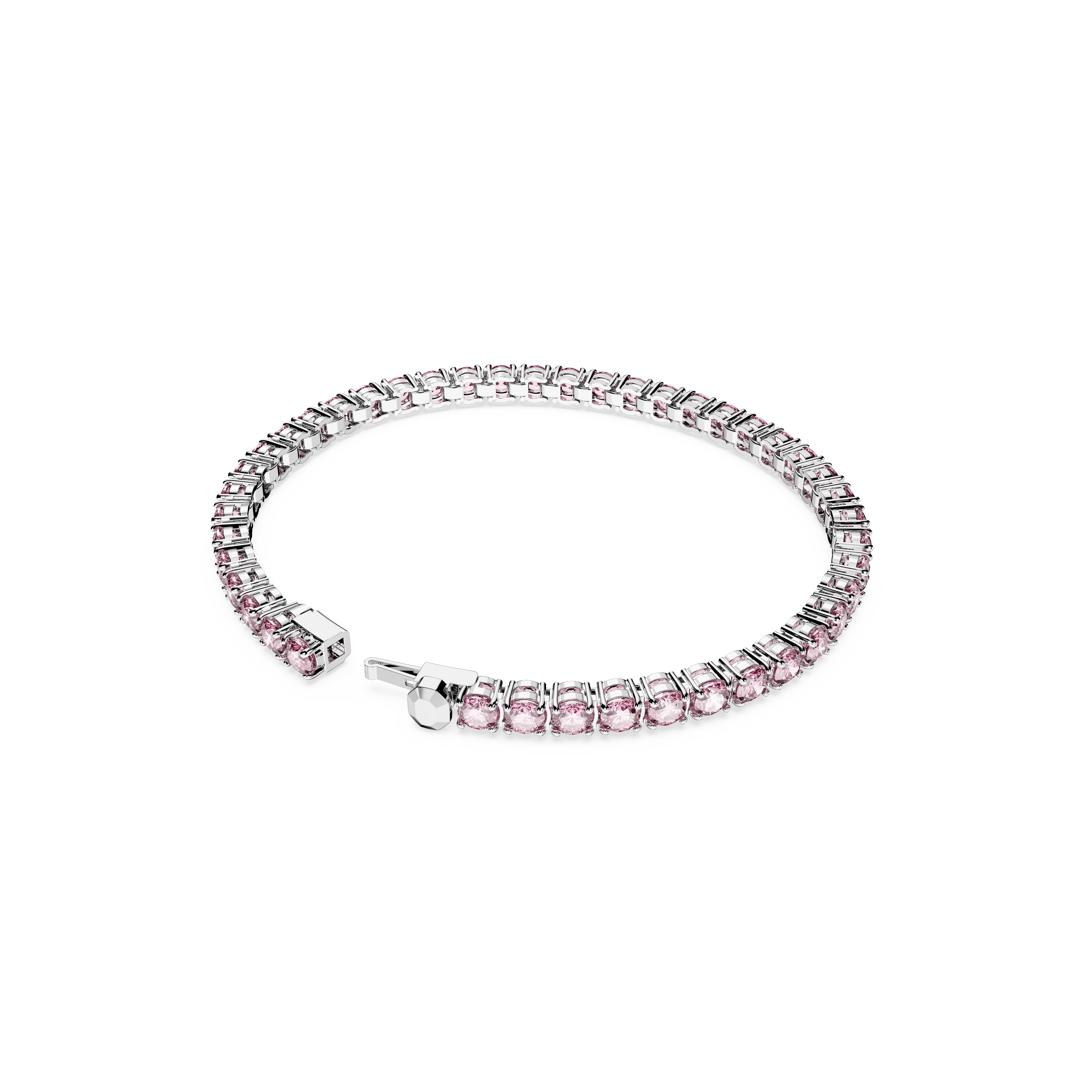 Swarovski Matrix Tennis bracelet, Round cut, Pink, Rhodium plated 5648932