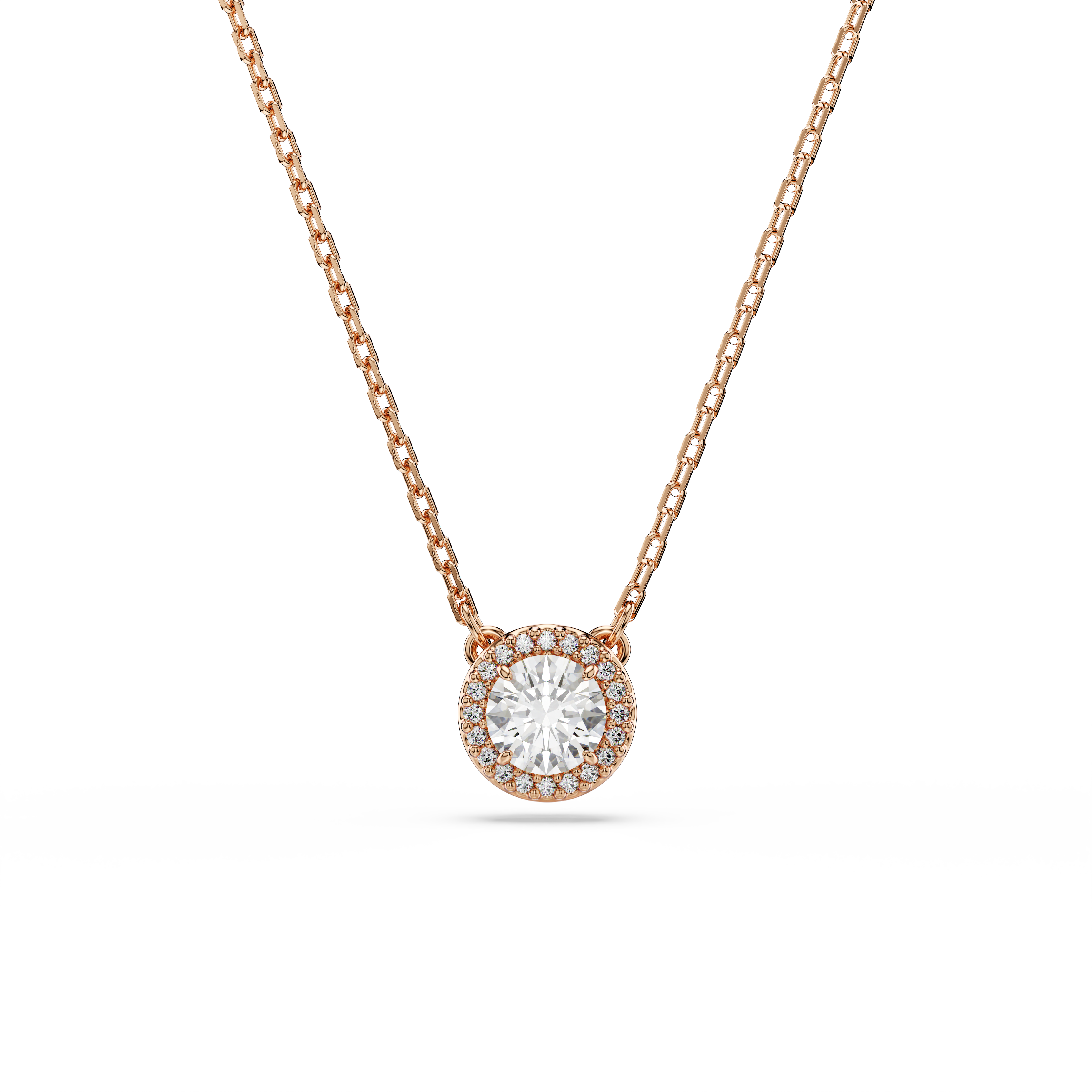 Swarovski Una Angelic pendant, Round cut, Pavé, White, Rose gold-tone plated 5648990