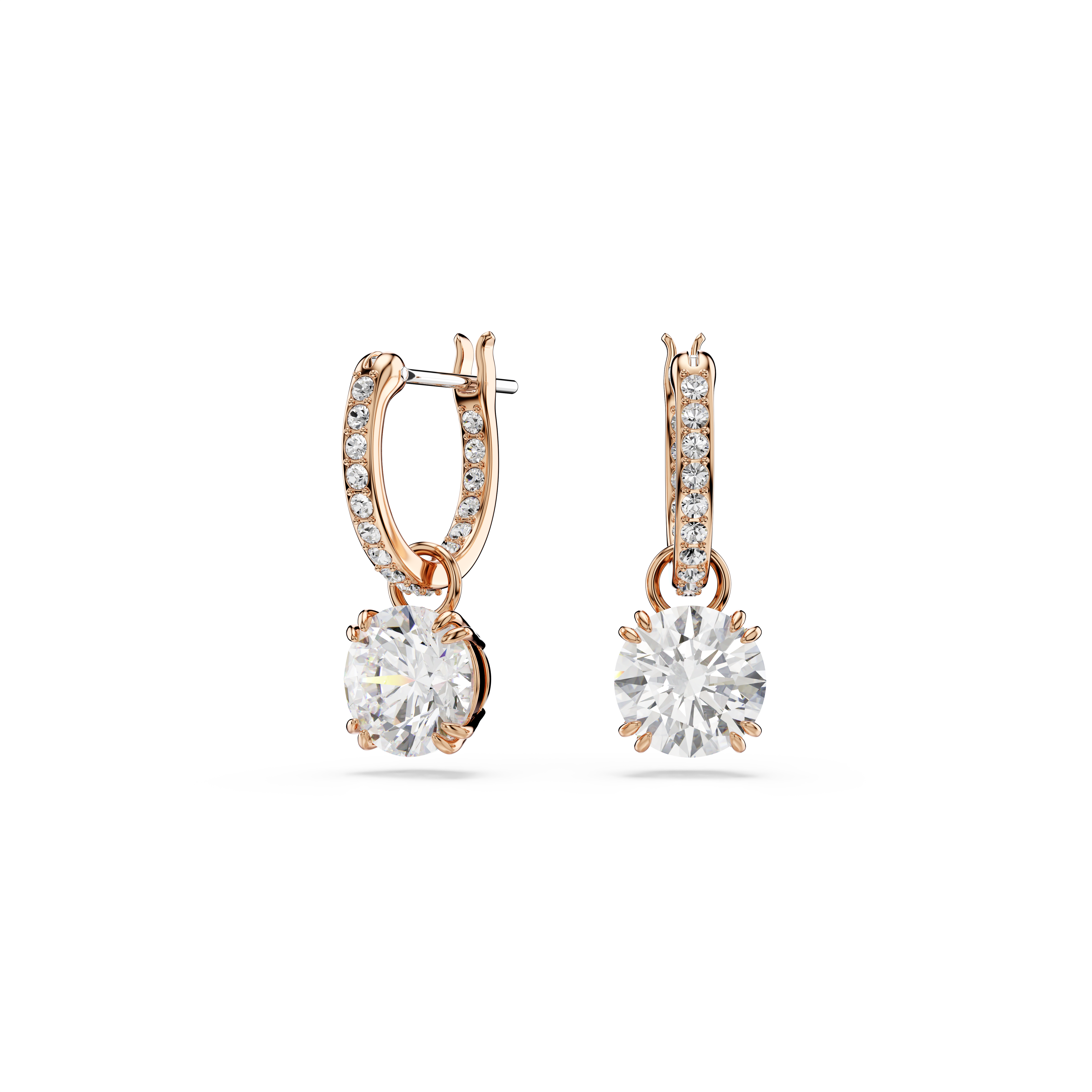 Swarovski Stilla drop earrings, Round cut, White, Rose gold-tone plated 5648991