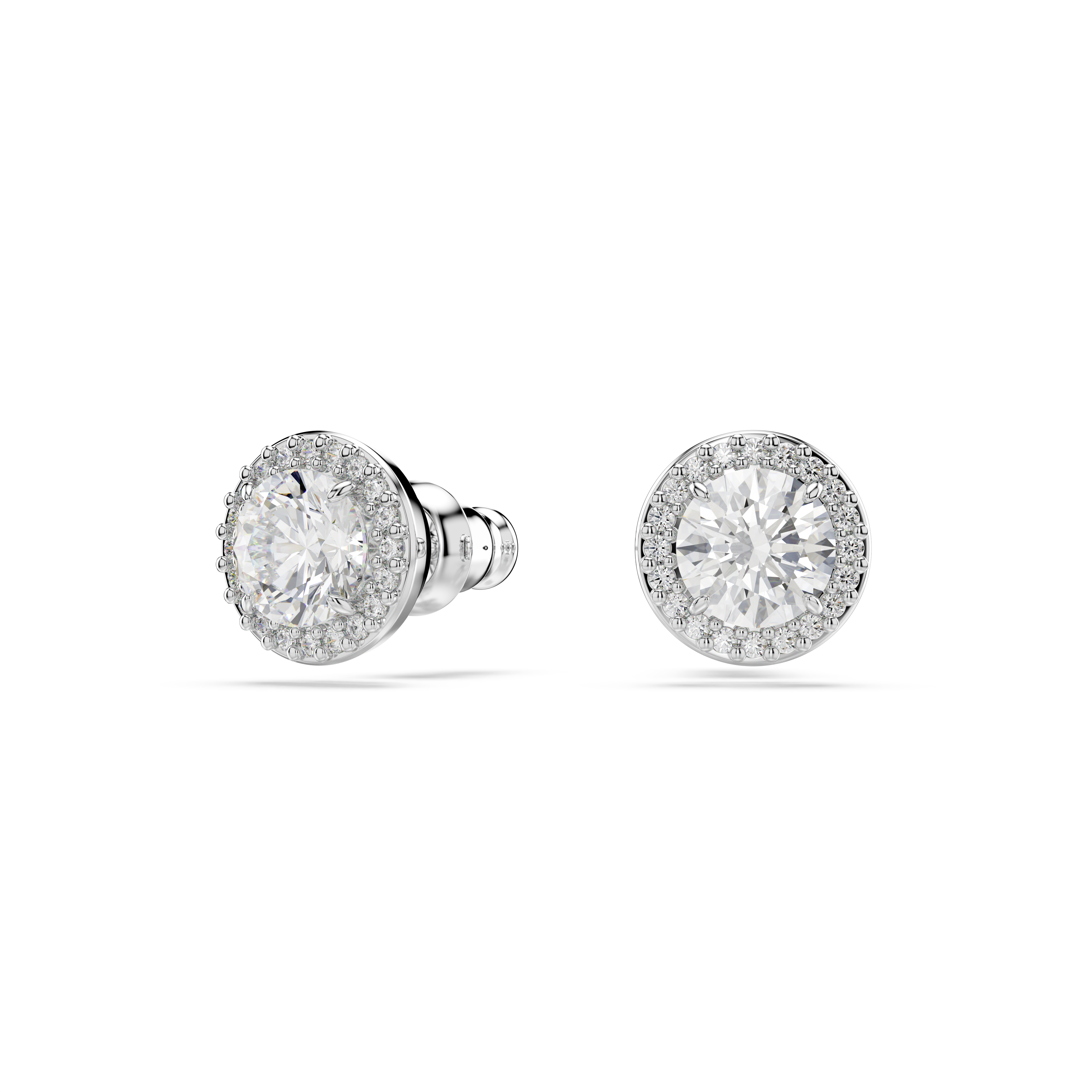 Swarovski Una Angelic stud earrings, Round cut, Pavé, White, Rhodium plated 5648993