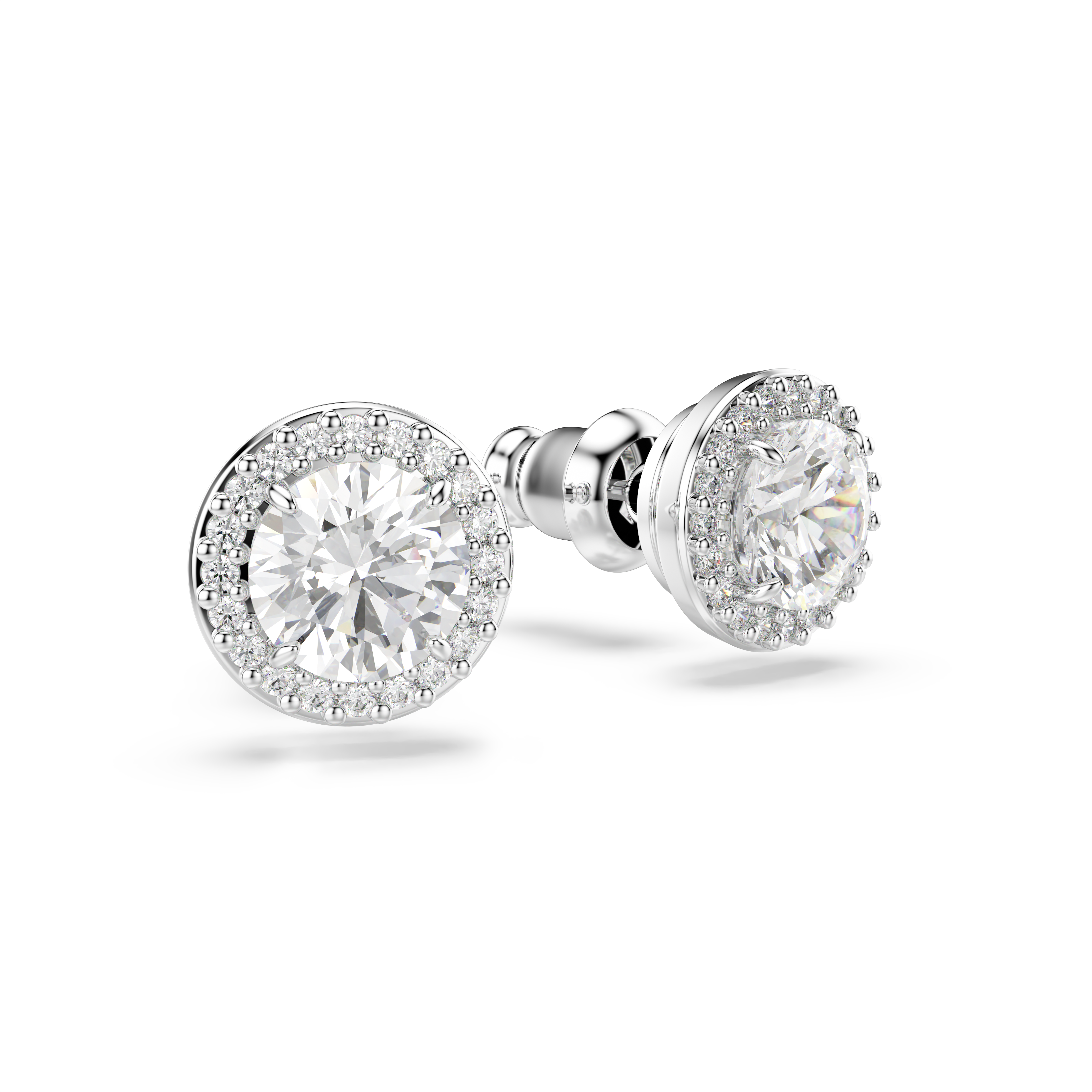 Swarovski Una Angelic stud earrings, Round cut, Pavé, White, Rhodium plated 5648993
