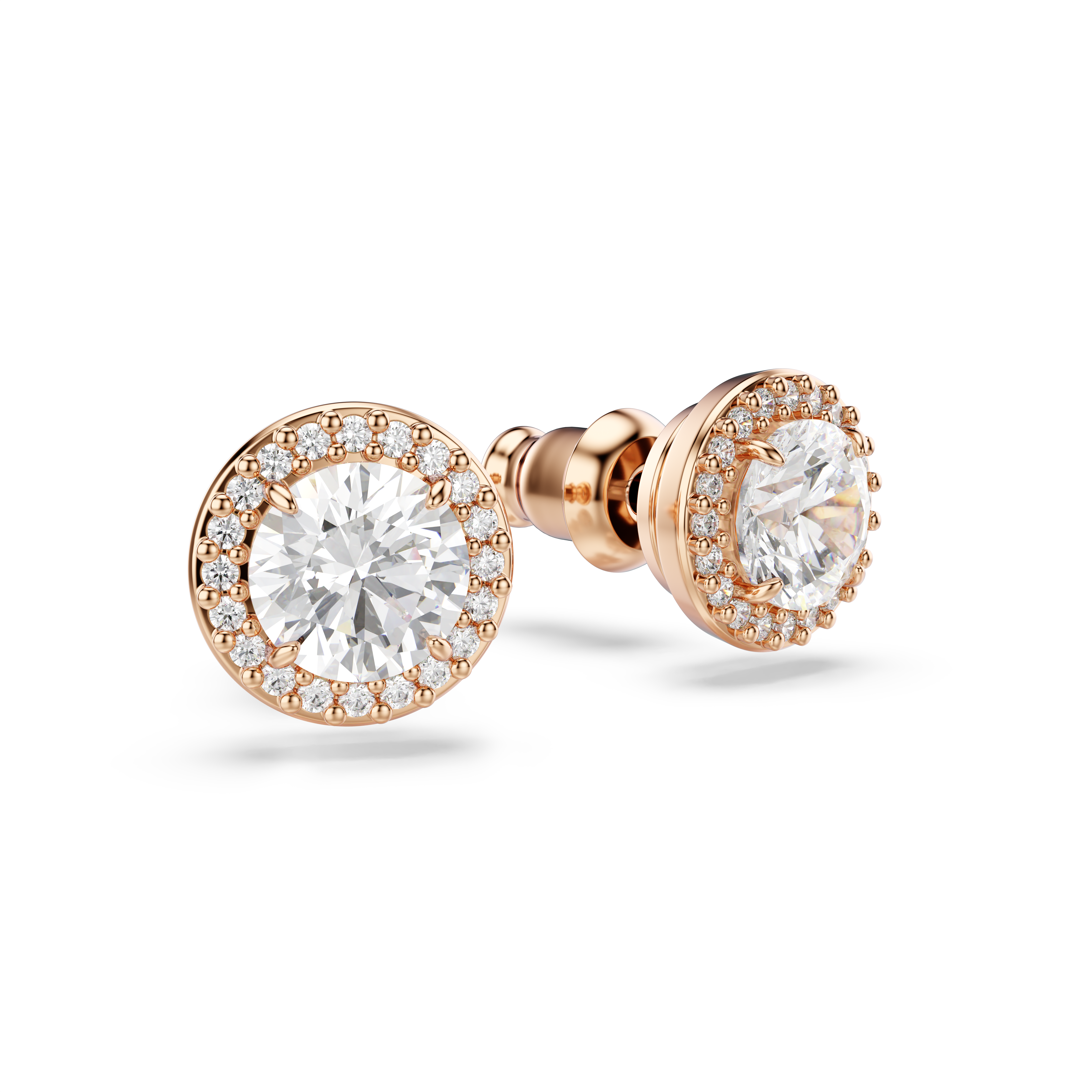 Swarovski Una Angelic stud earrings, Round cut, Pavé, White, Rose gold-tone plated 5648995