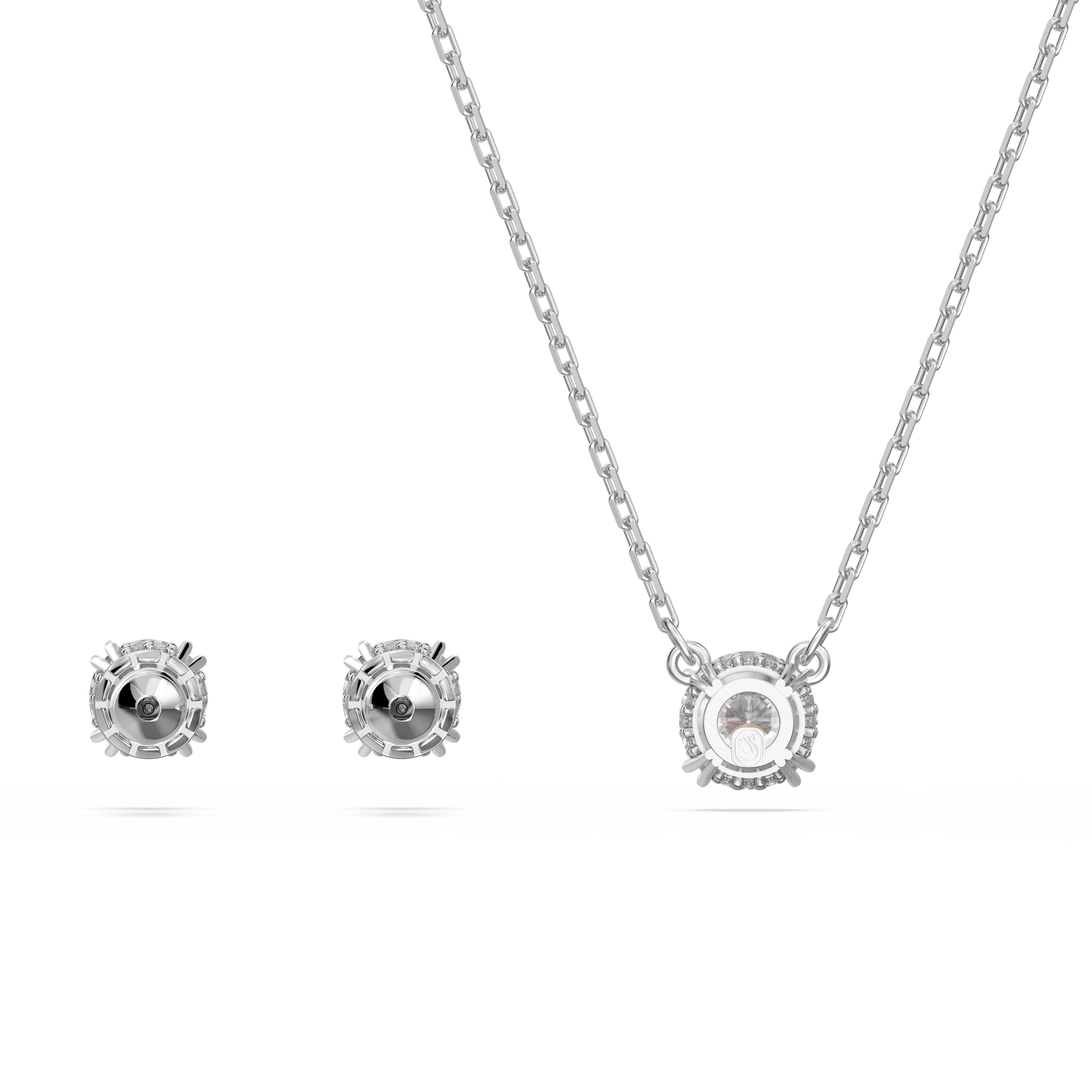 Swarovski Stilla set, Round cut, White, Rhodium plated 5648996