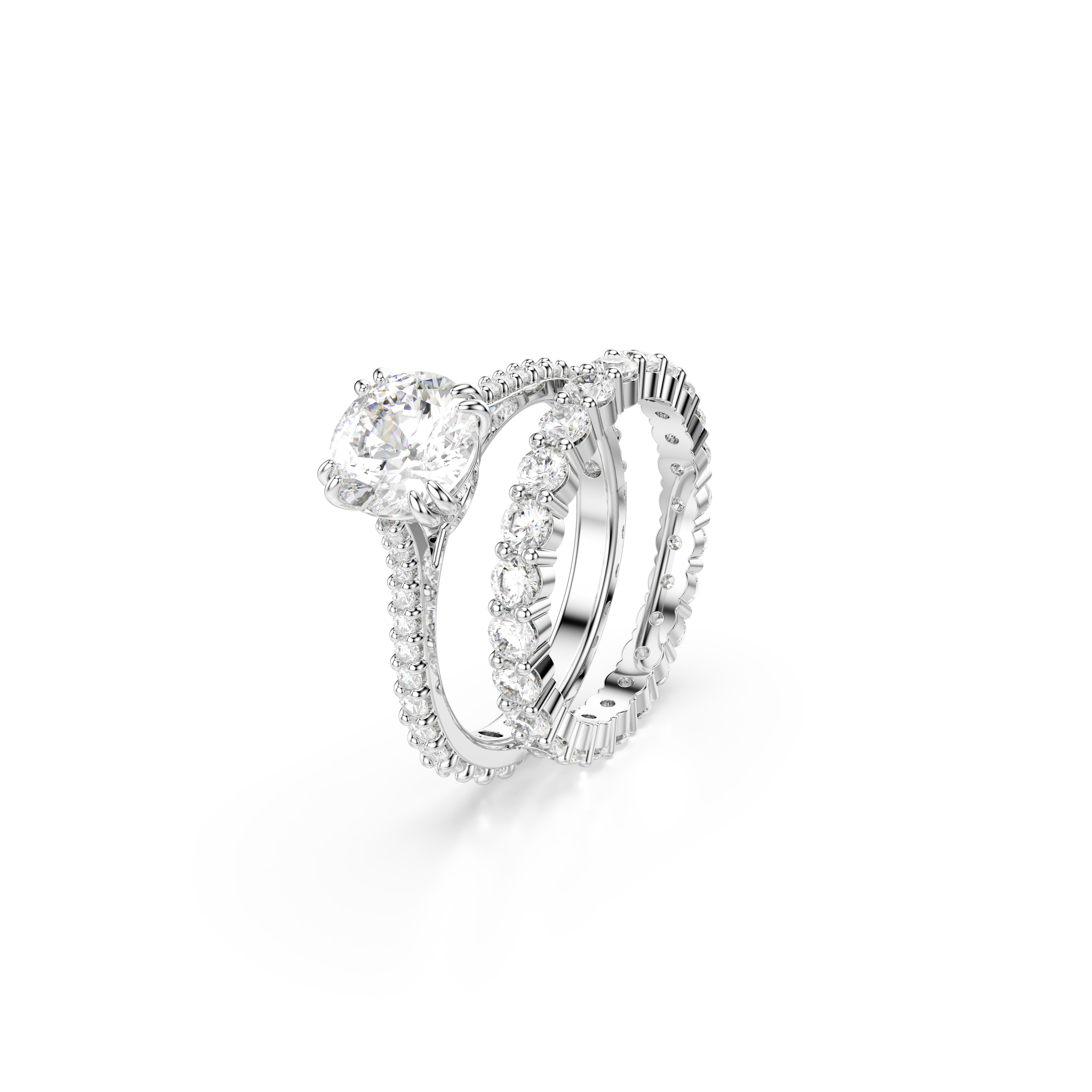 Swarovski Stilla ring, Set (2), Round cut, White, Rhodium plated 5649213