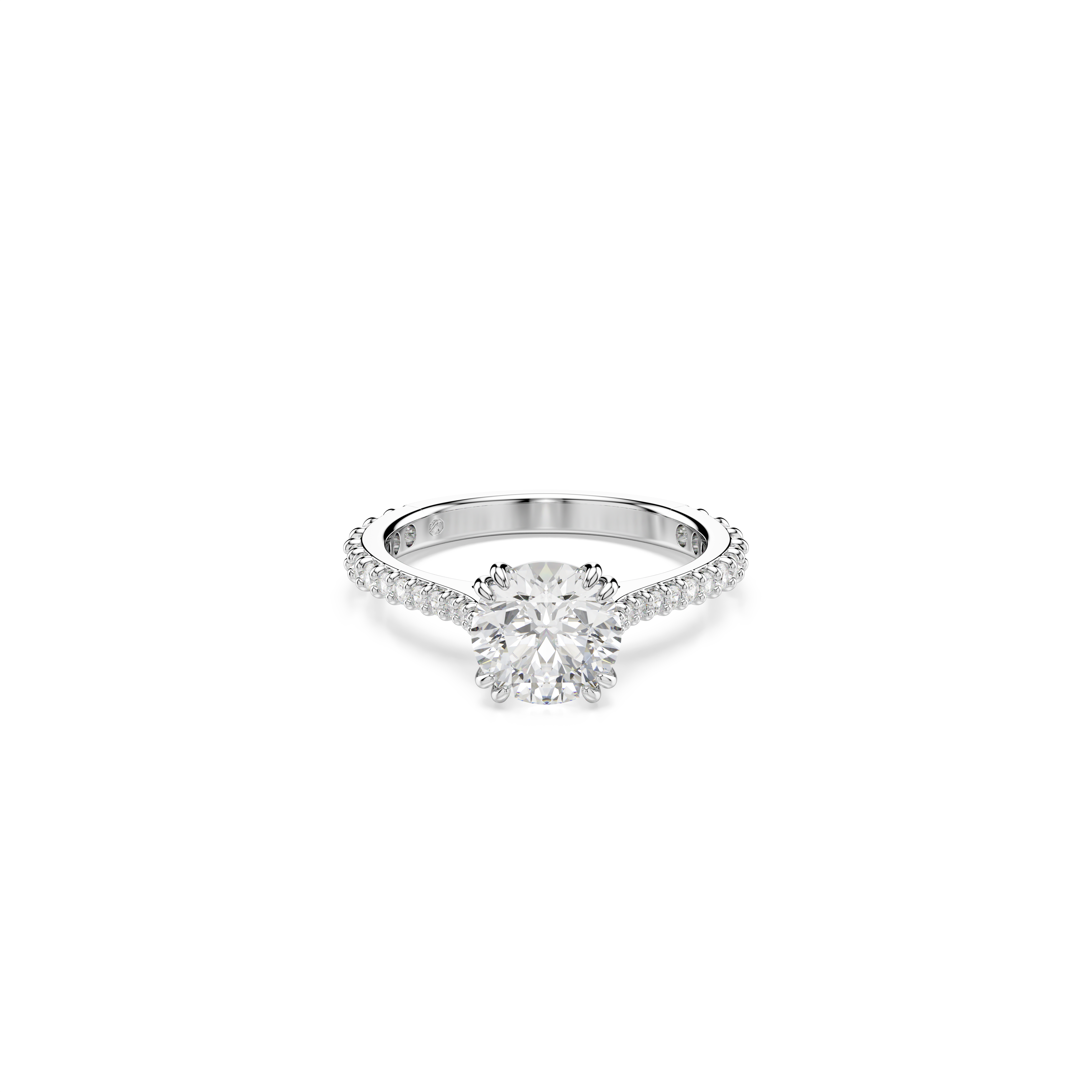Swarovski Stilla ring, Set (2), Round cut, White, Rhodium plated 5649214