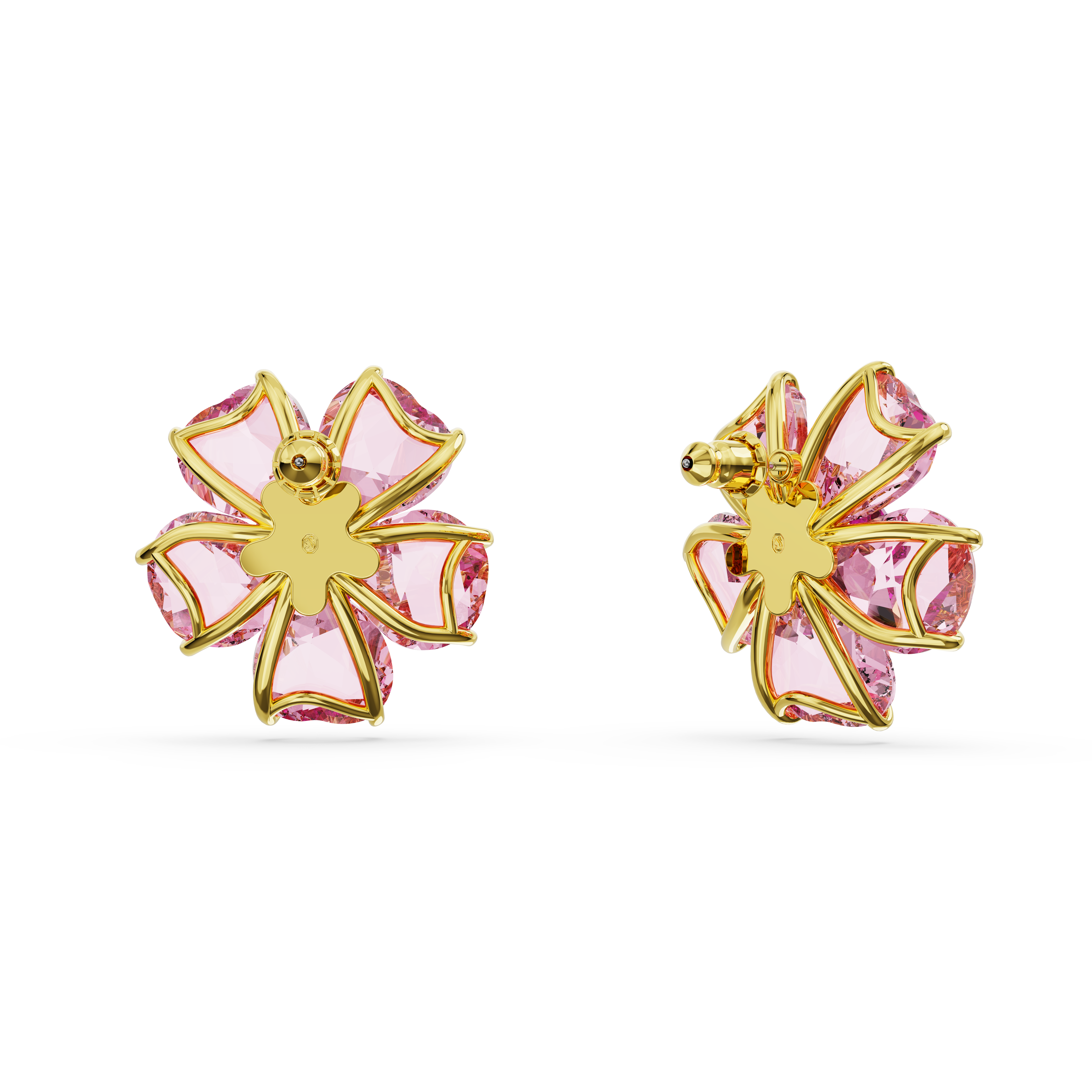 Swarovski Idyllia stud earrings, Flower, Pink, Gold-tone plated 5650563