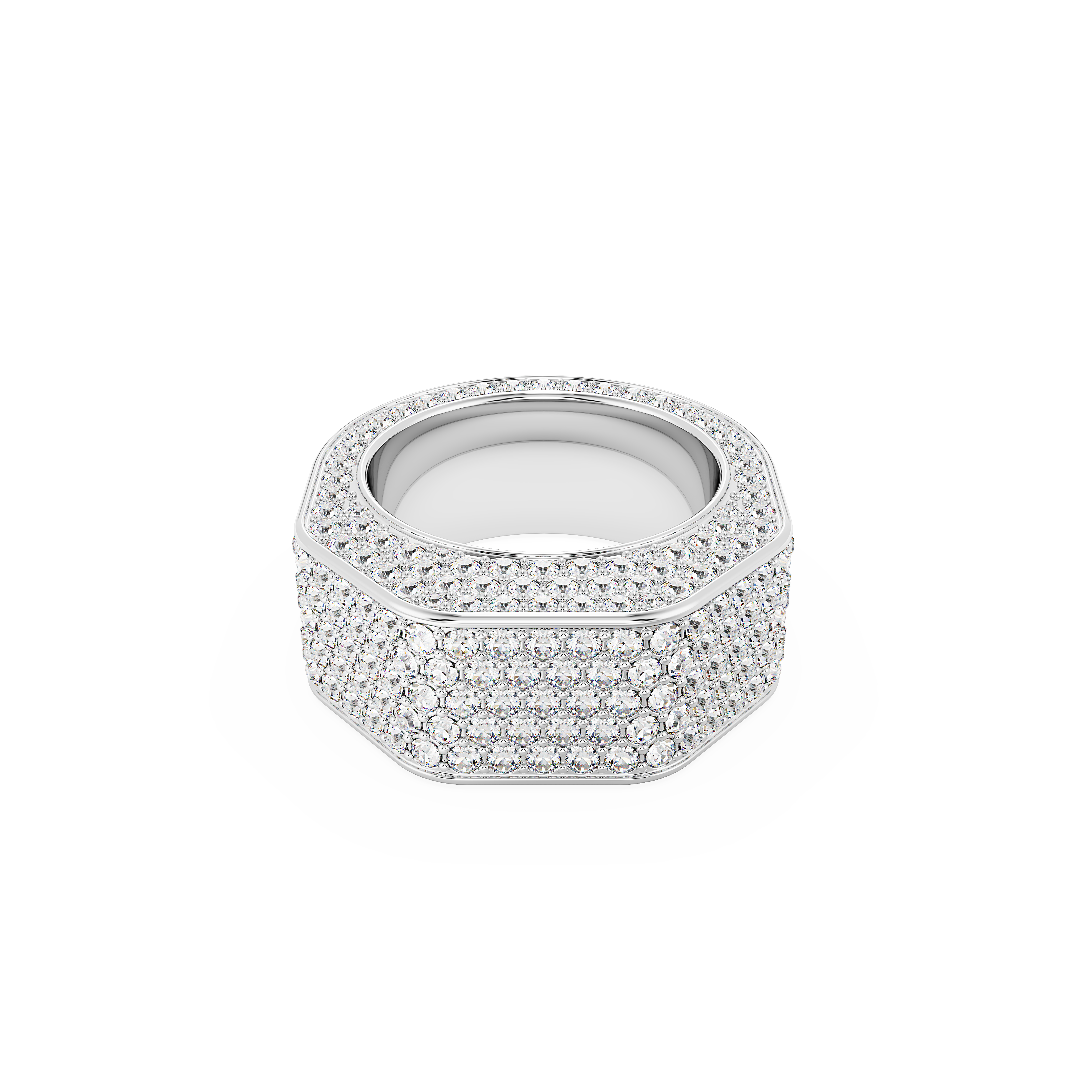 SWAROVSKI DEXTERA RING, OCTAGON SHAPE, PAVÉ, WHITE, RHODIUM PLATED