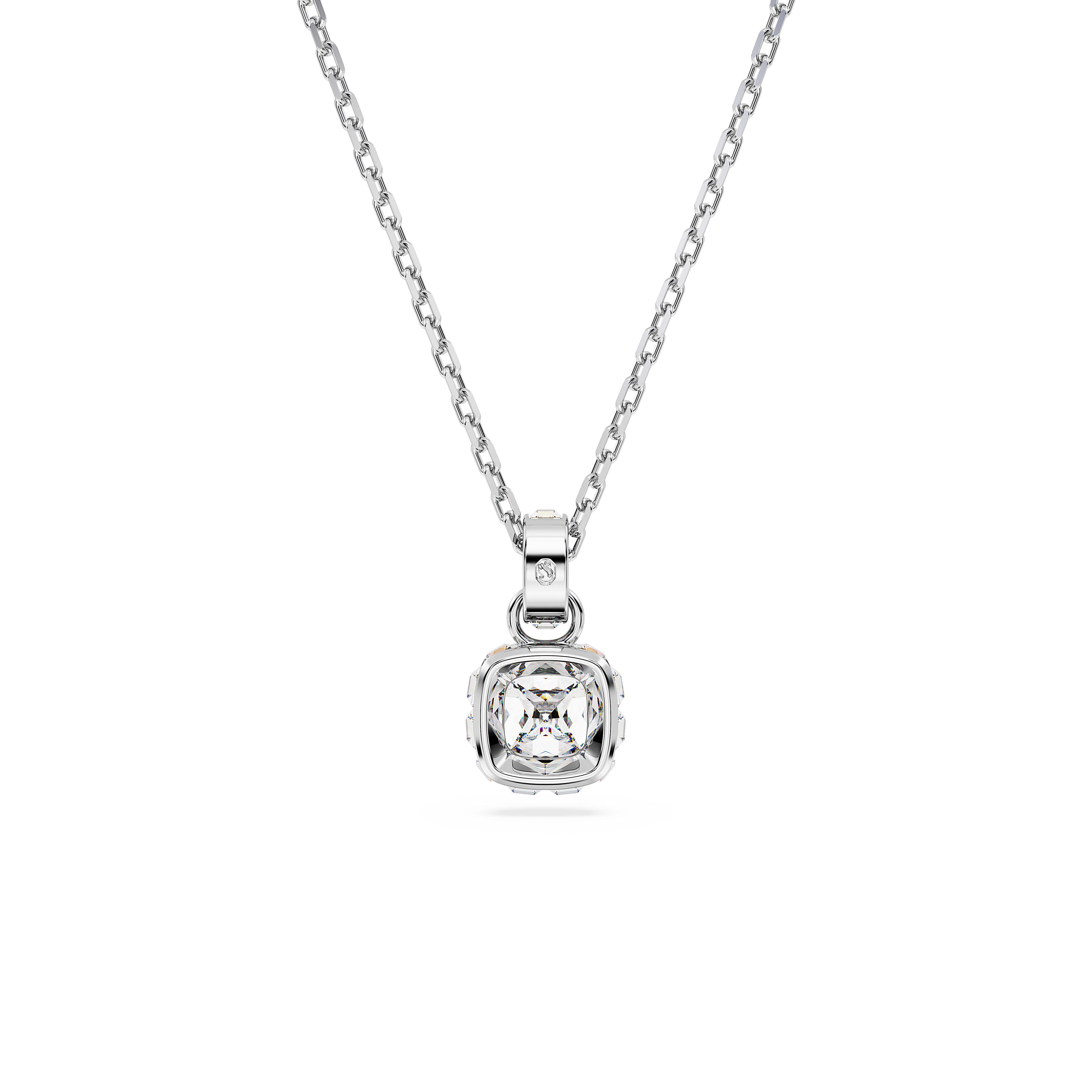 Swarovski Birthstone pendant, Square cut, April, White, Rhodium plated 5651704