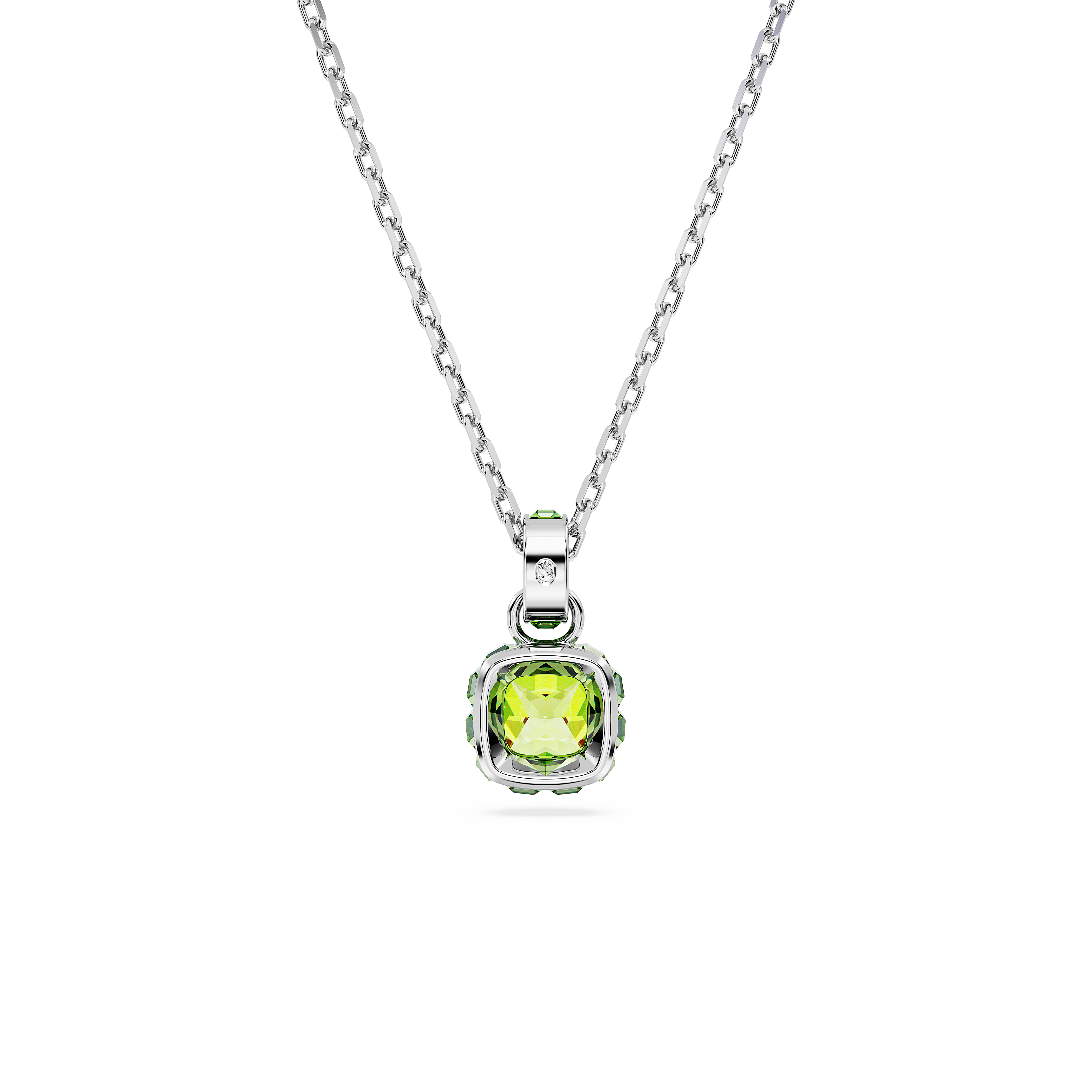Swarovski Birthstone pendant, Square cut, August, Green, Rhodium plated 5651706