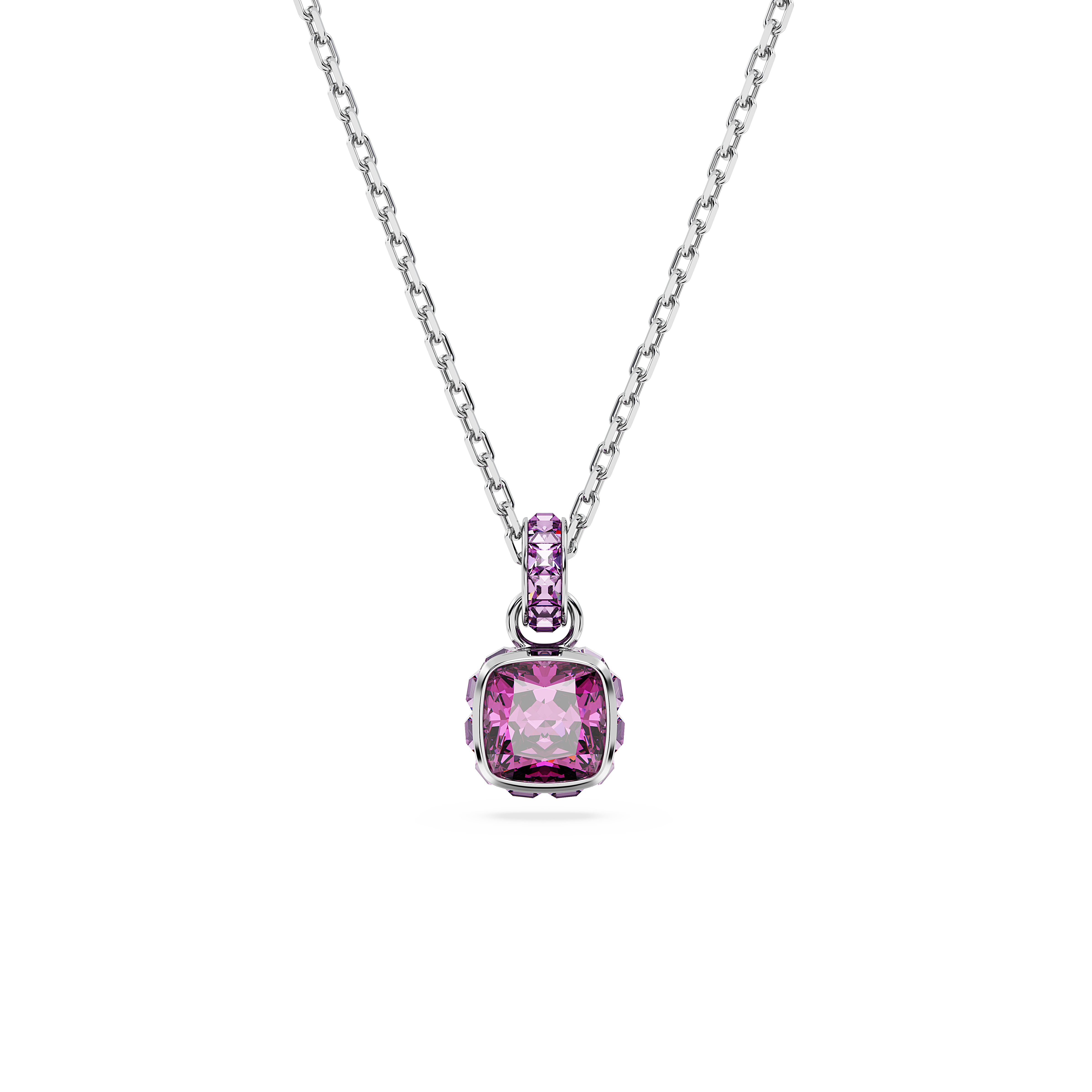 Swarovski Birthstone pendant, Square cut, February, Purple, Rhodium plated 5651708