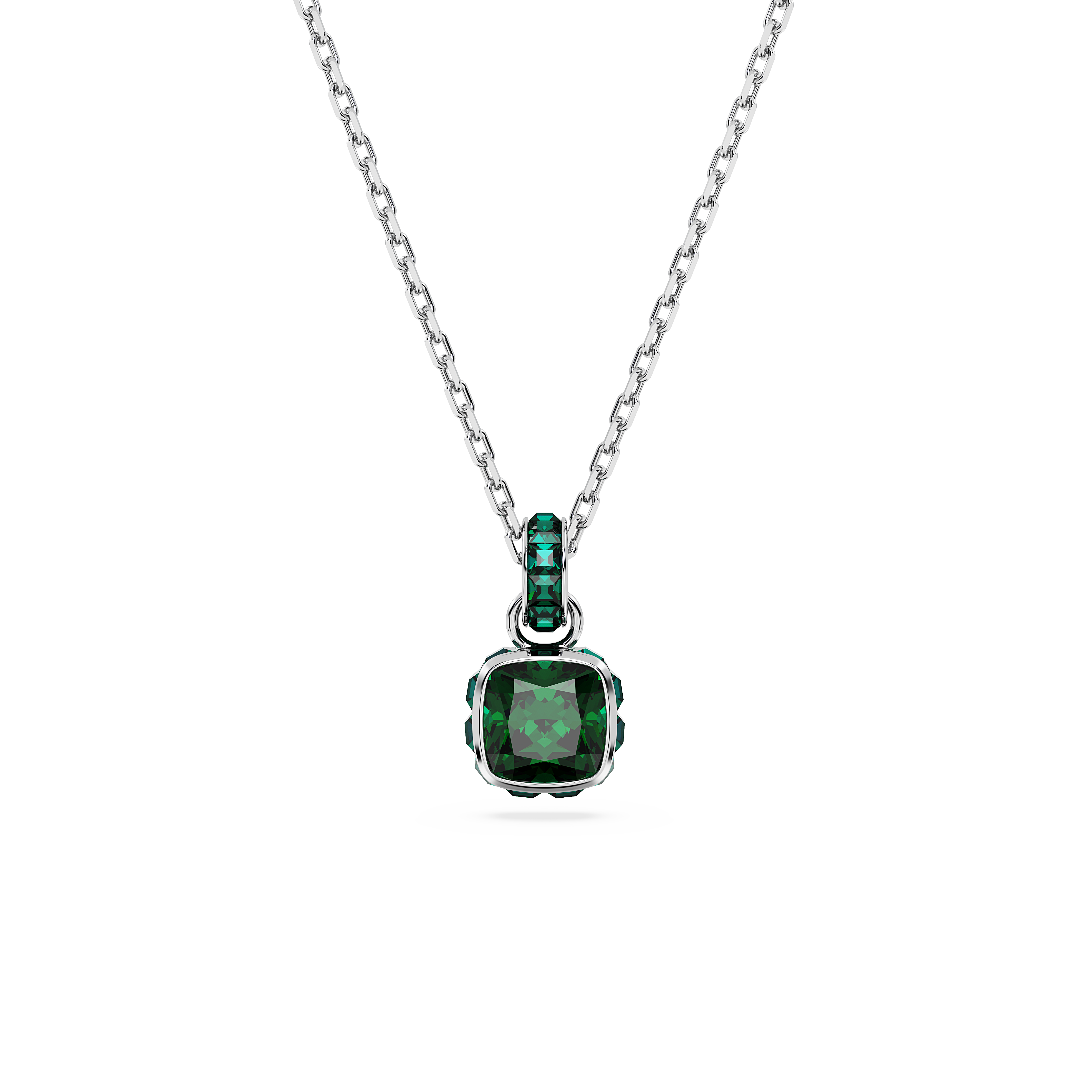 Swarovski Birthstone pendant, Square cut, May, Green, Rhodium plated 5651793