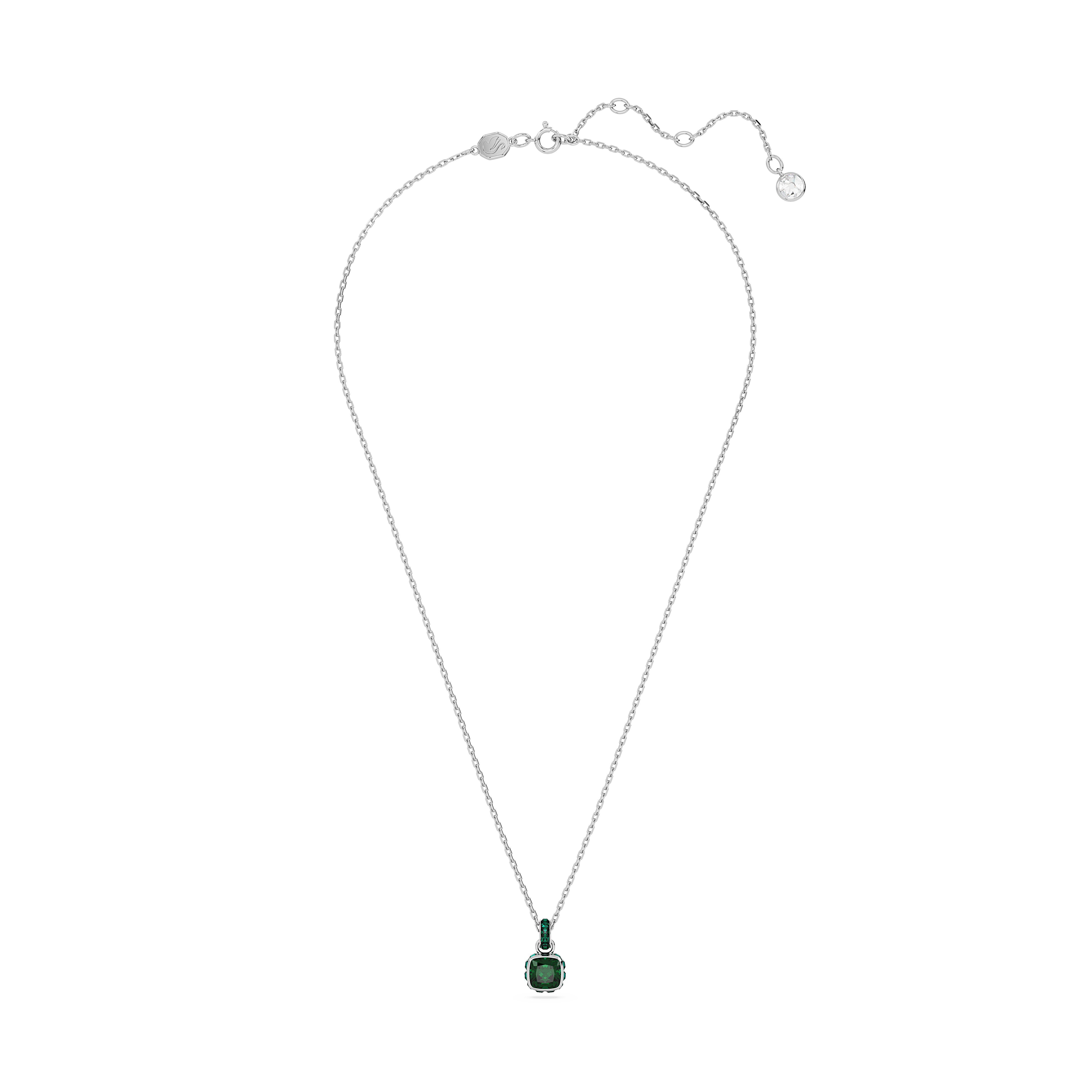 Swarovski Birthstone pendant, Square cut, May, Green, Rhodium plated 5651793