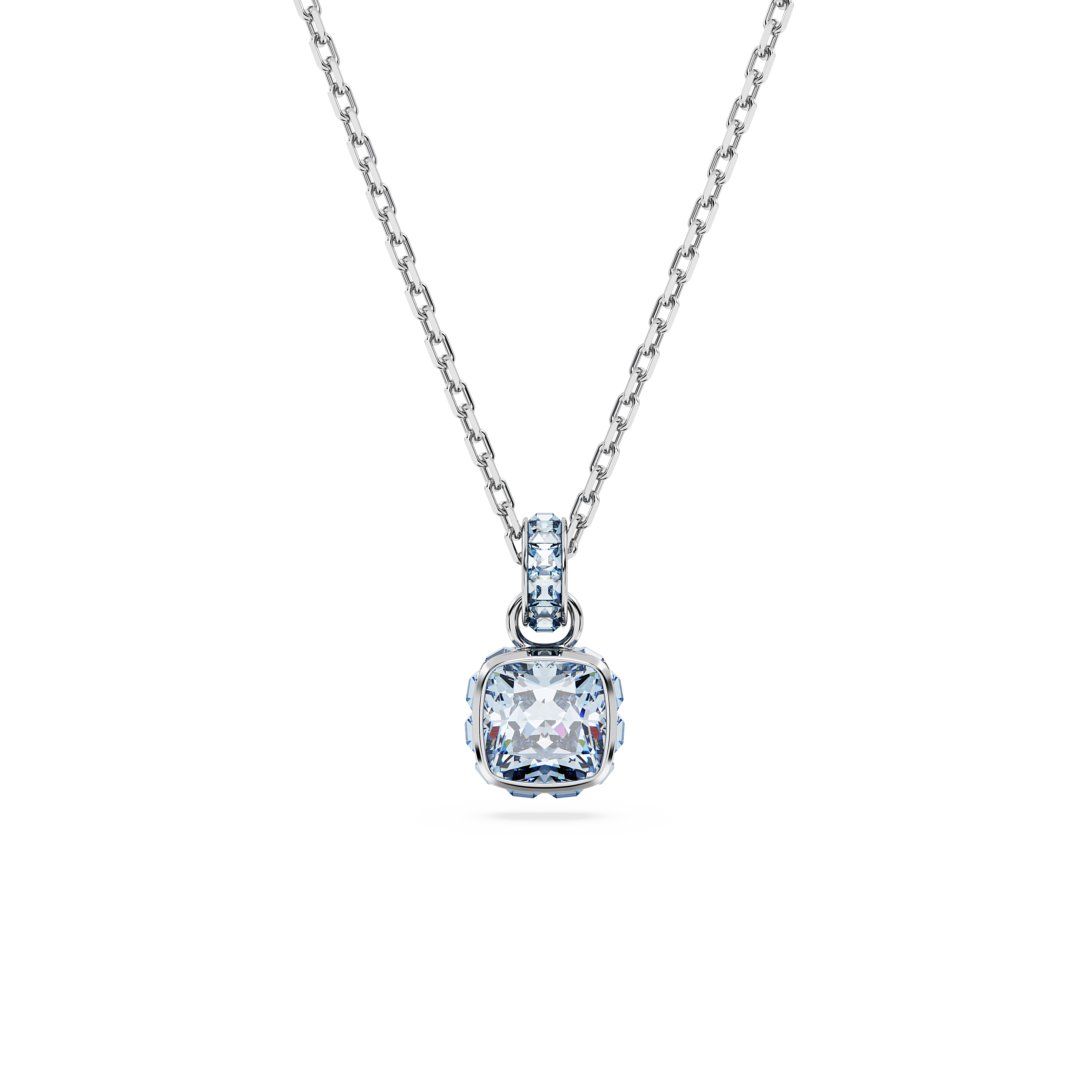 Swarovski Birthstone pendant, Square cut, March, Blue, Rhodium plated 5651794