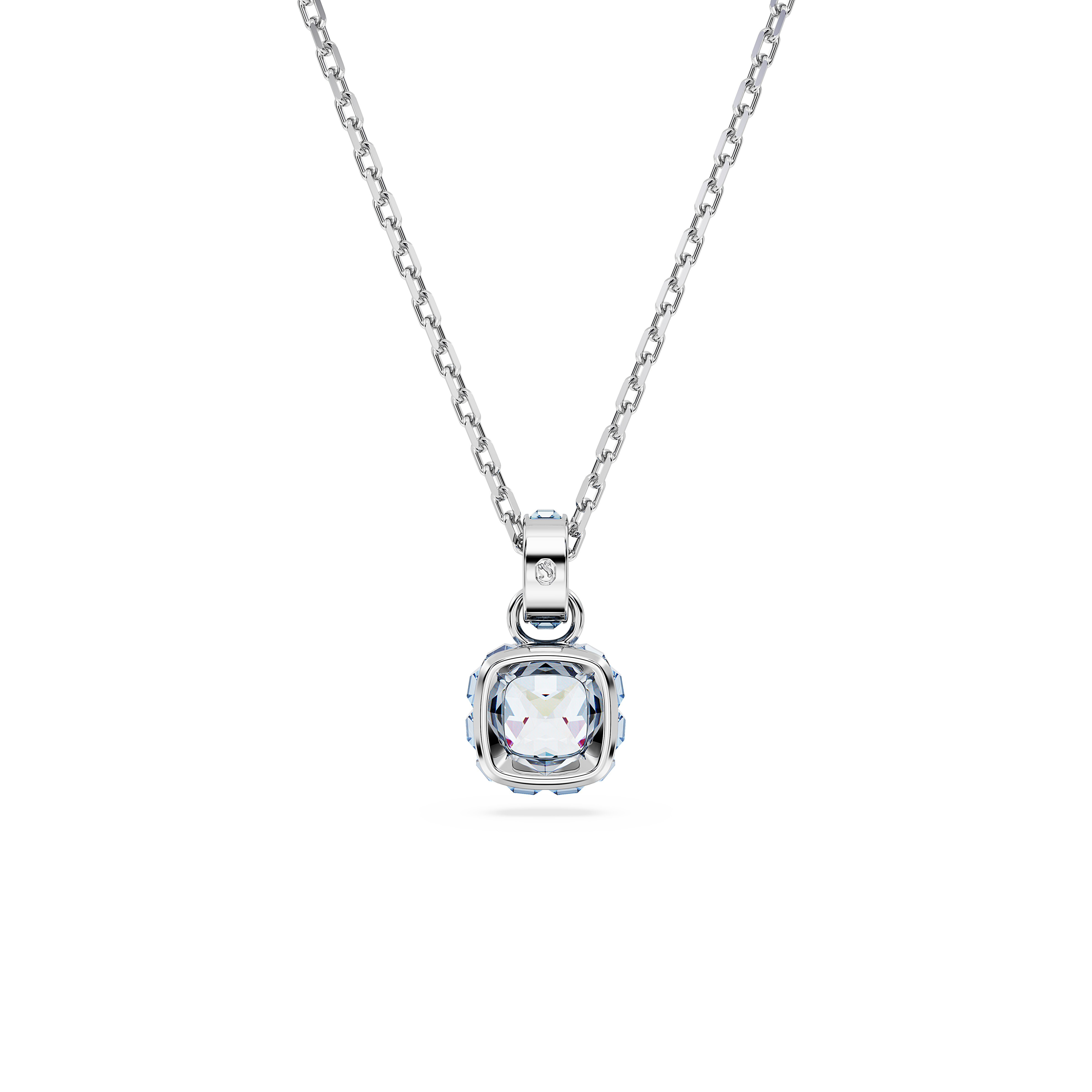 Swarovski Birthstone pendant, Square cut, March, Blue, Rhodium plated 5651794