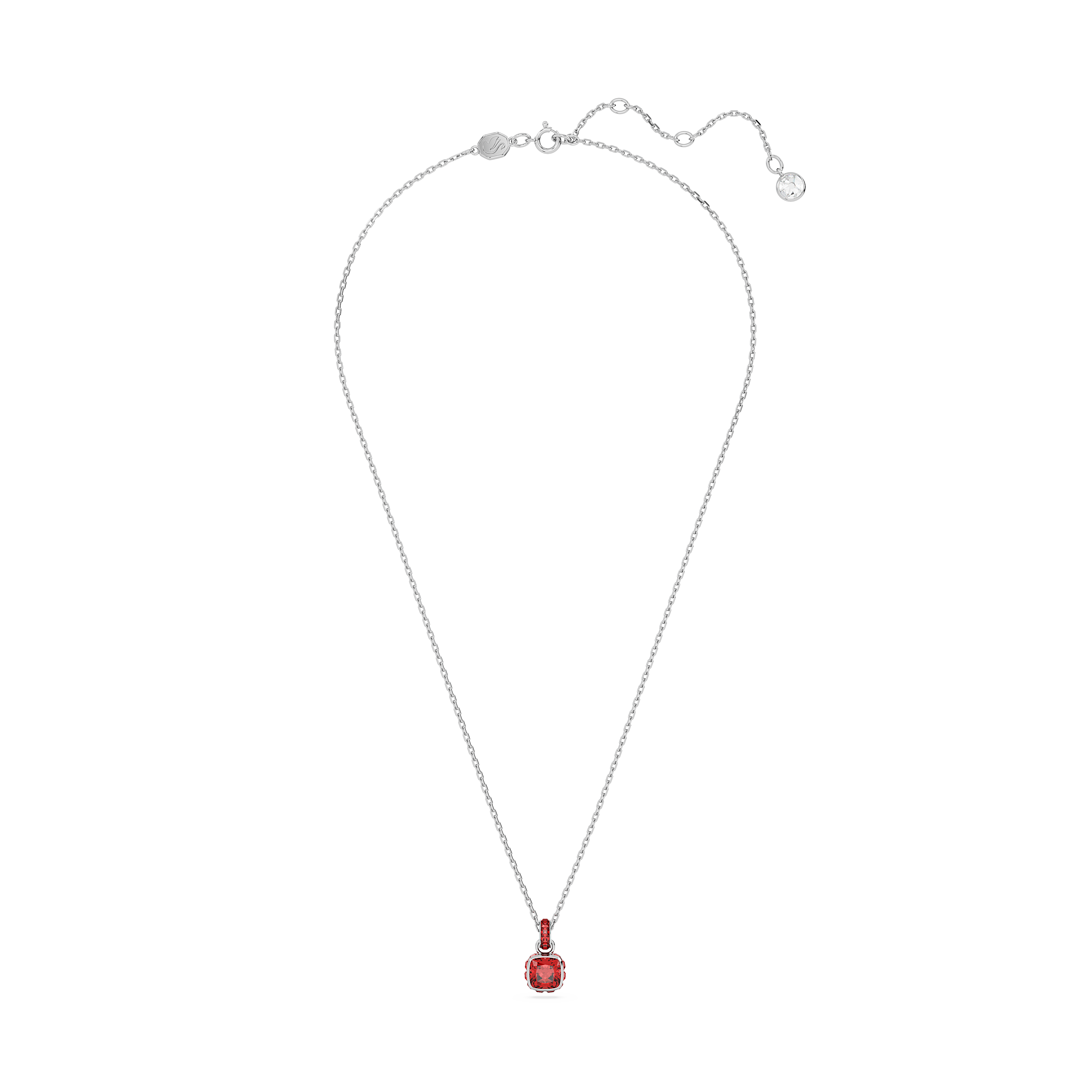 Swarovski Birthstone pendant, Square cut, July, Red, Rhodium plated 5652043