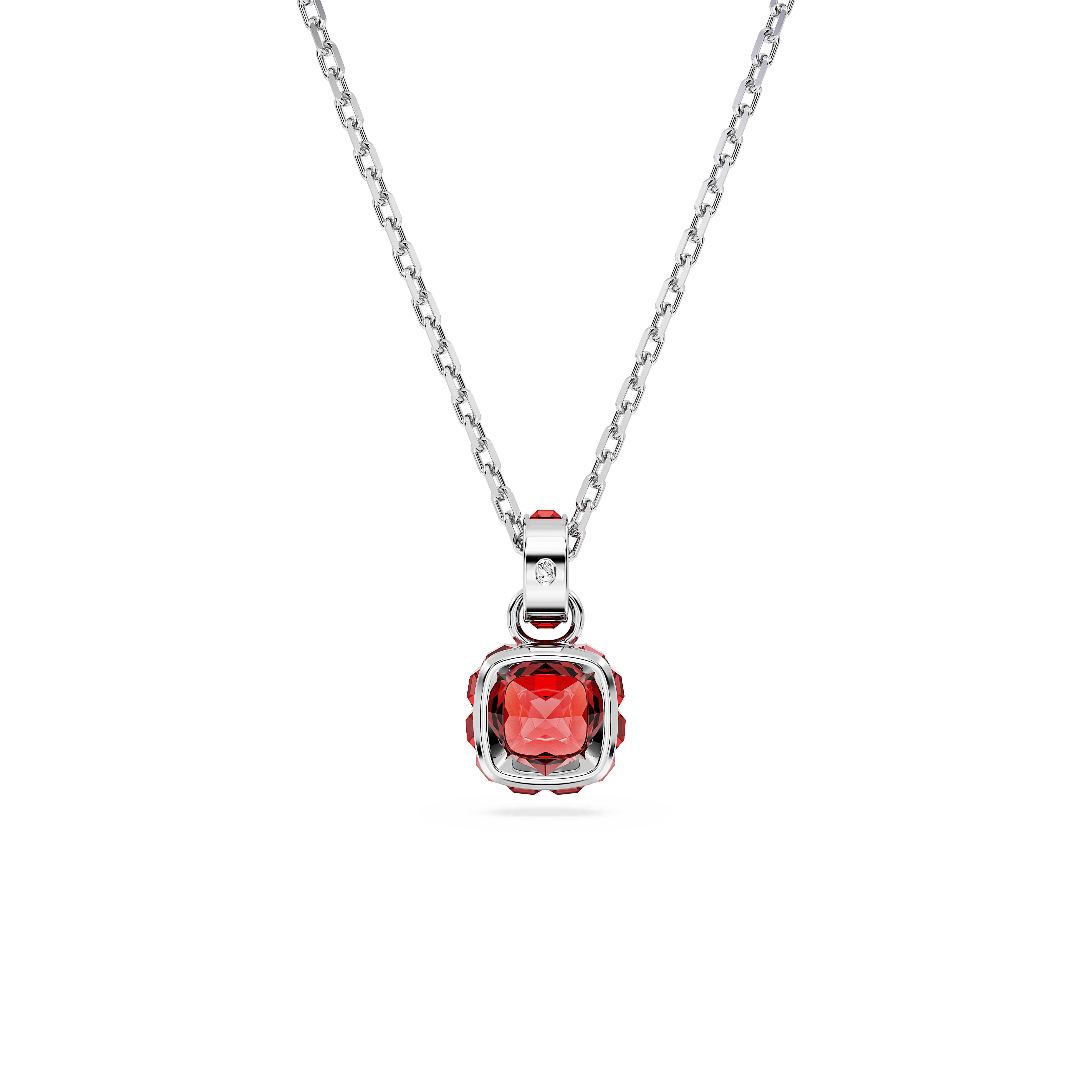 Swarovski Birthstone pendant, Square cut, July, Red, Rhodium plated 5652043