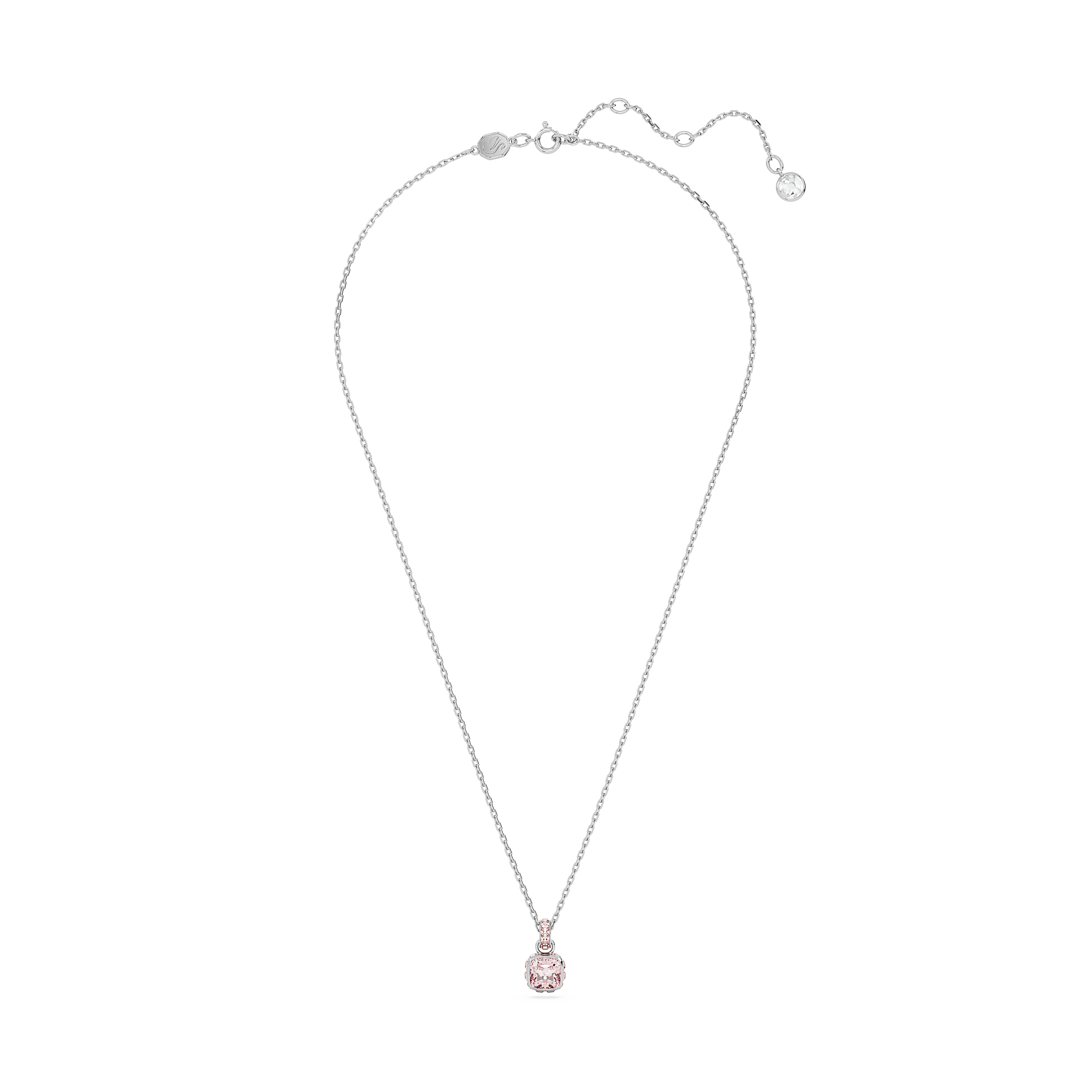 Swarovski Birthstone pendant, Square cut, June, Pink, Rhodium plated 5652044