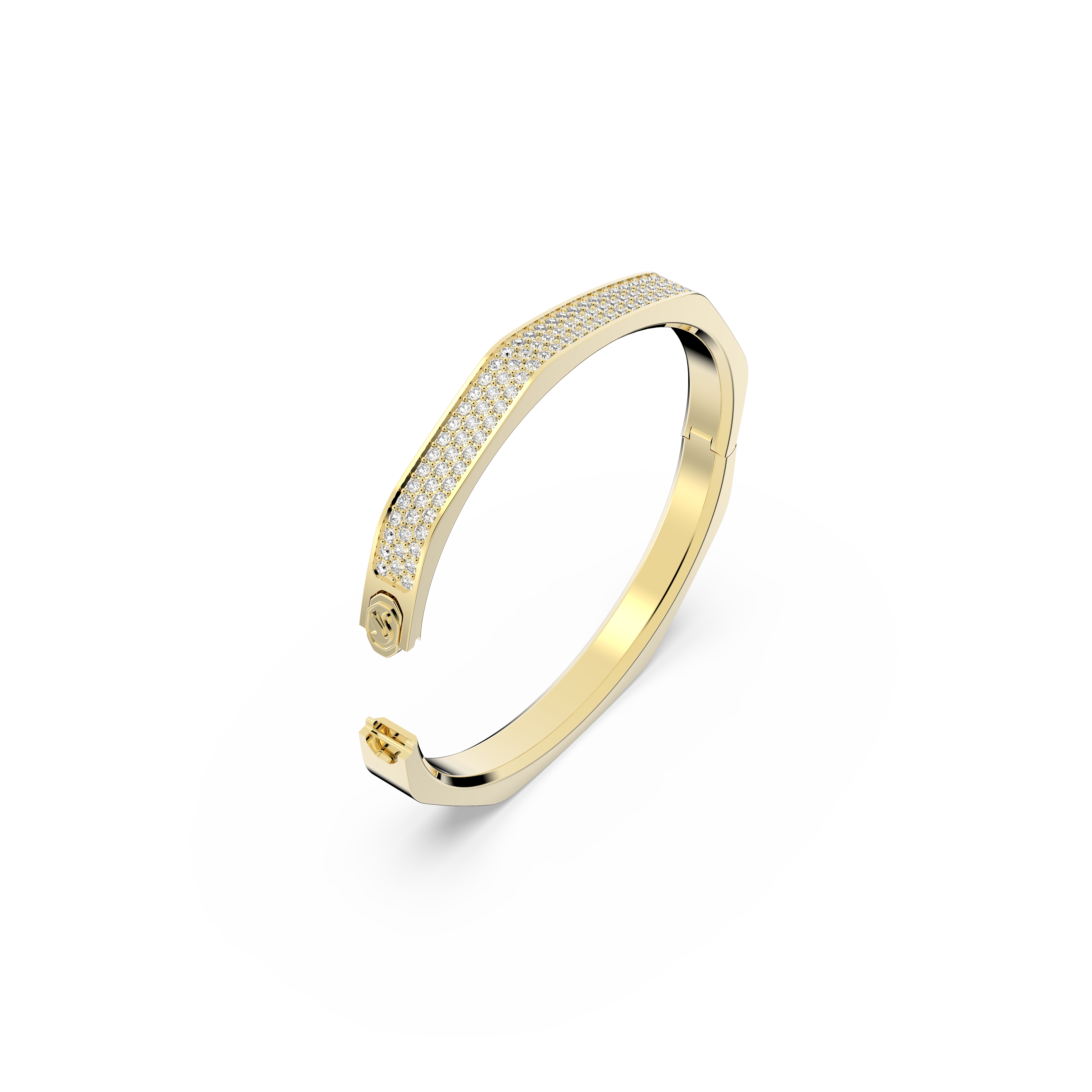 SWAROVSKI DEXTERA BANGLE, OCTAGON SHAPE, WHITE, GOLD-TONE PLATED
