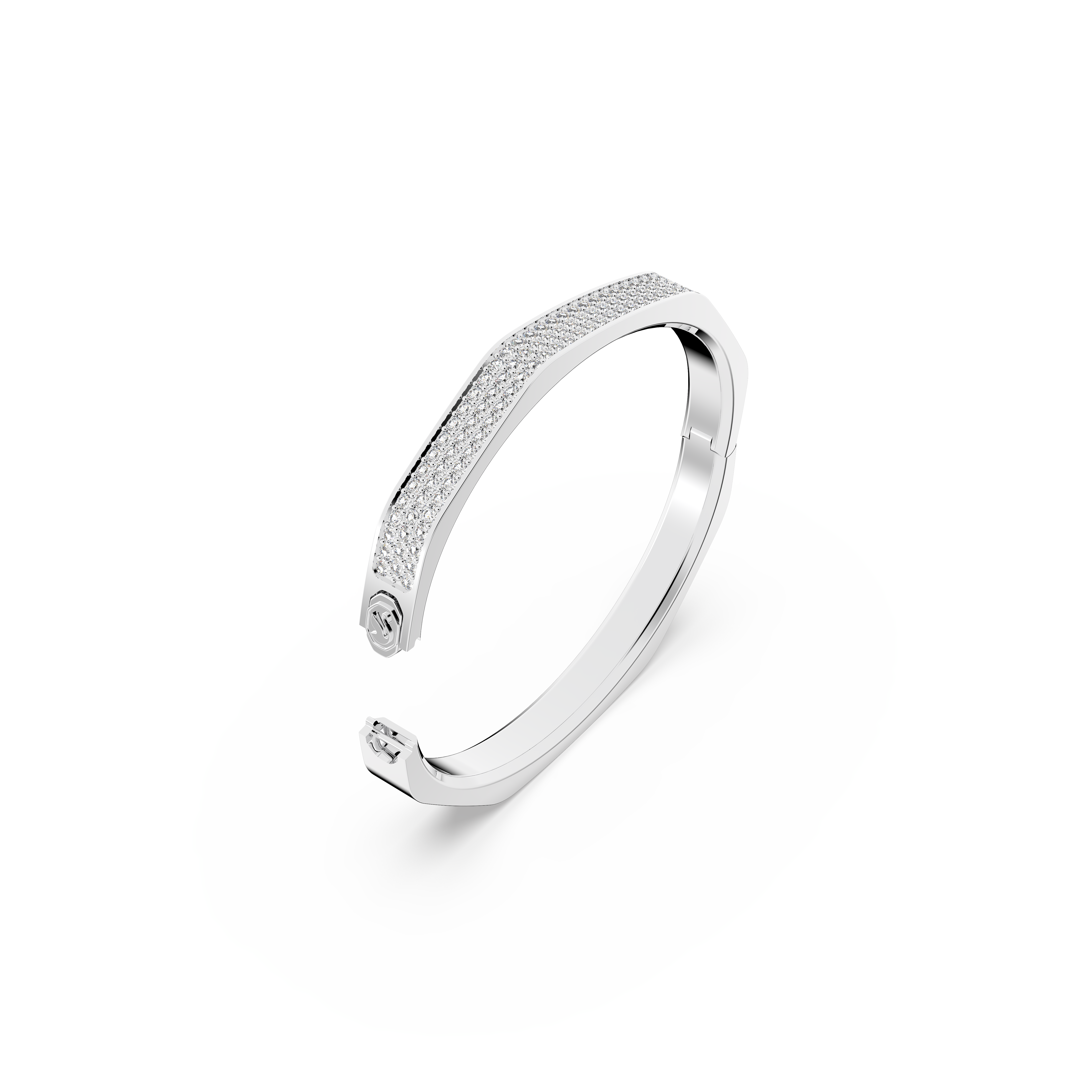 SWAROVSKI DEXTERA BANGLE, OCTAGON SHAPE, WHITE, RHODIUM PLATED