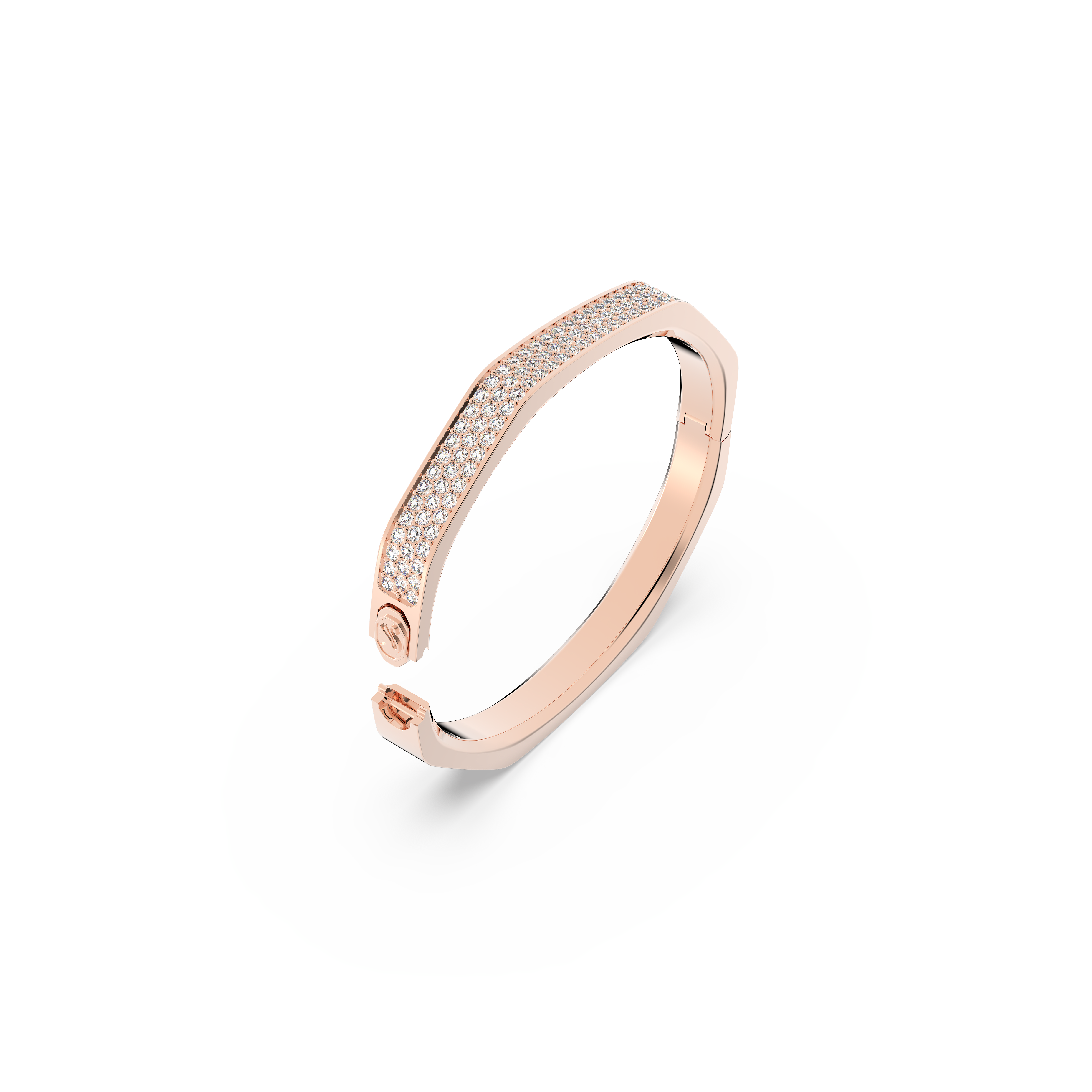 SWAROVSKI DEXTERA BANGLE, OCTAGON SHAPE, WHITE, ROSE GOLD-TONE PLATED