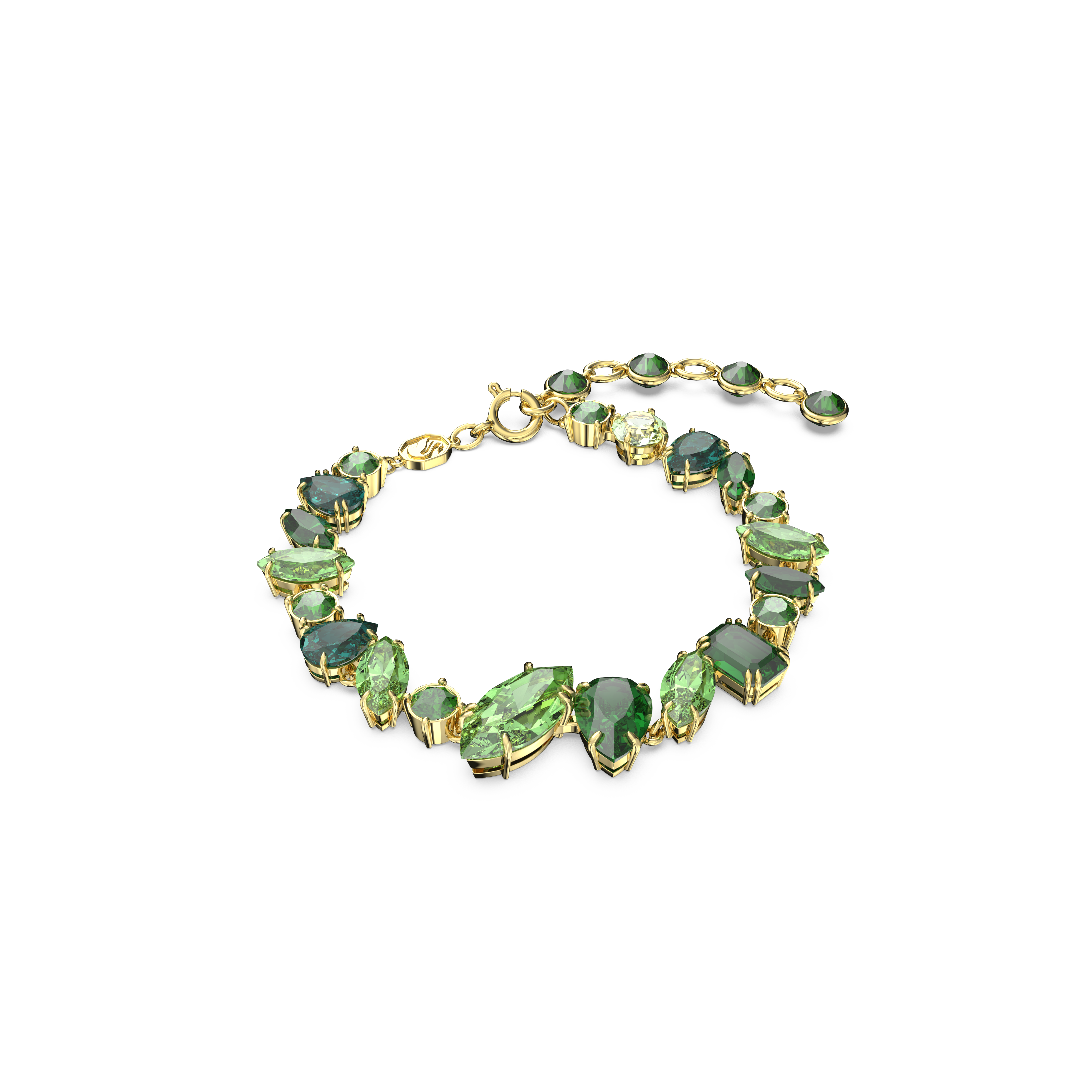 Swarovski Gema bracelet, Mixed cuts, Green, Gold-tone plated 5652822