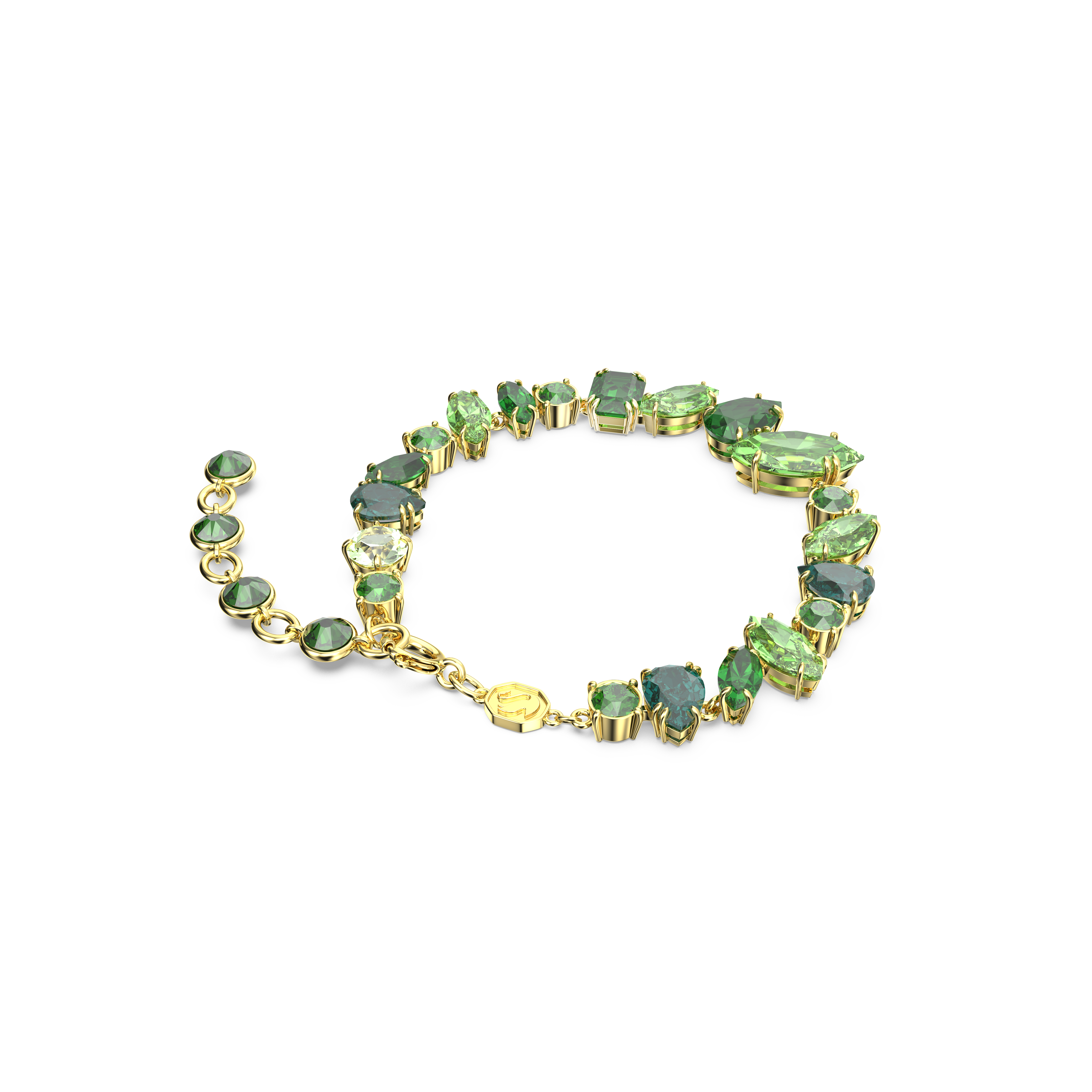 Swarovski Gema bracelet, Mixed cuts, Green, Gold-tone plated 5652822