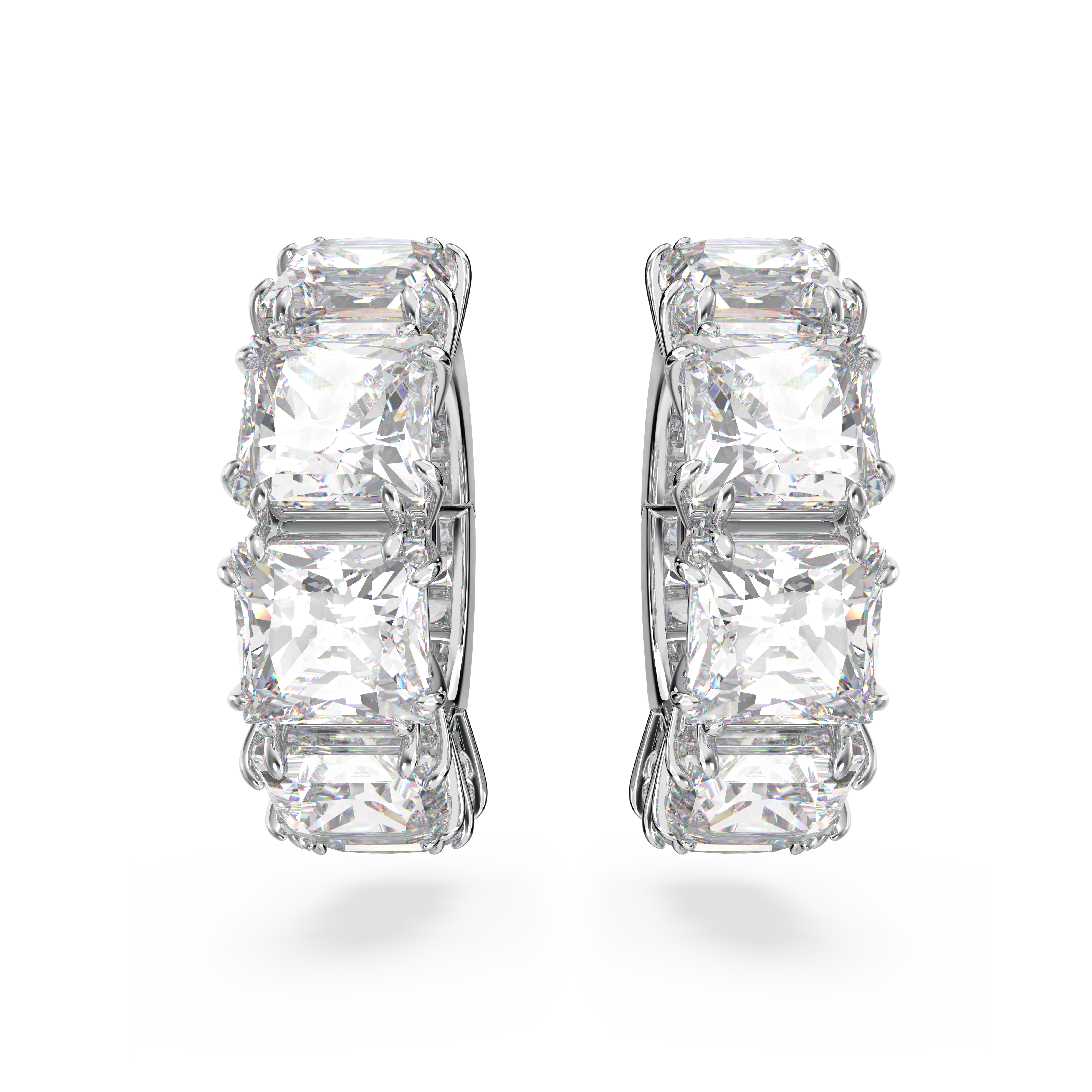 Swarovski Matrix clip earrings, Square cut, White, Rhodium plated 5654557
