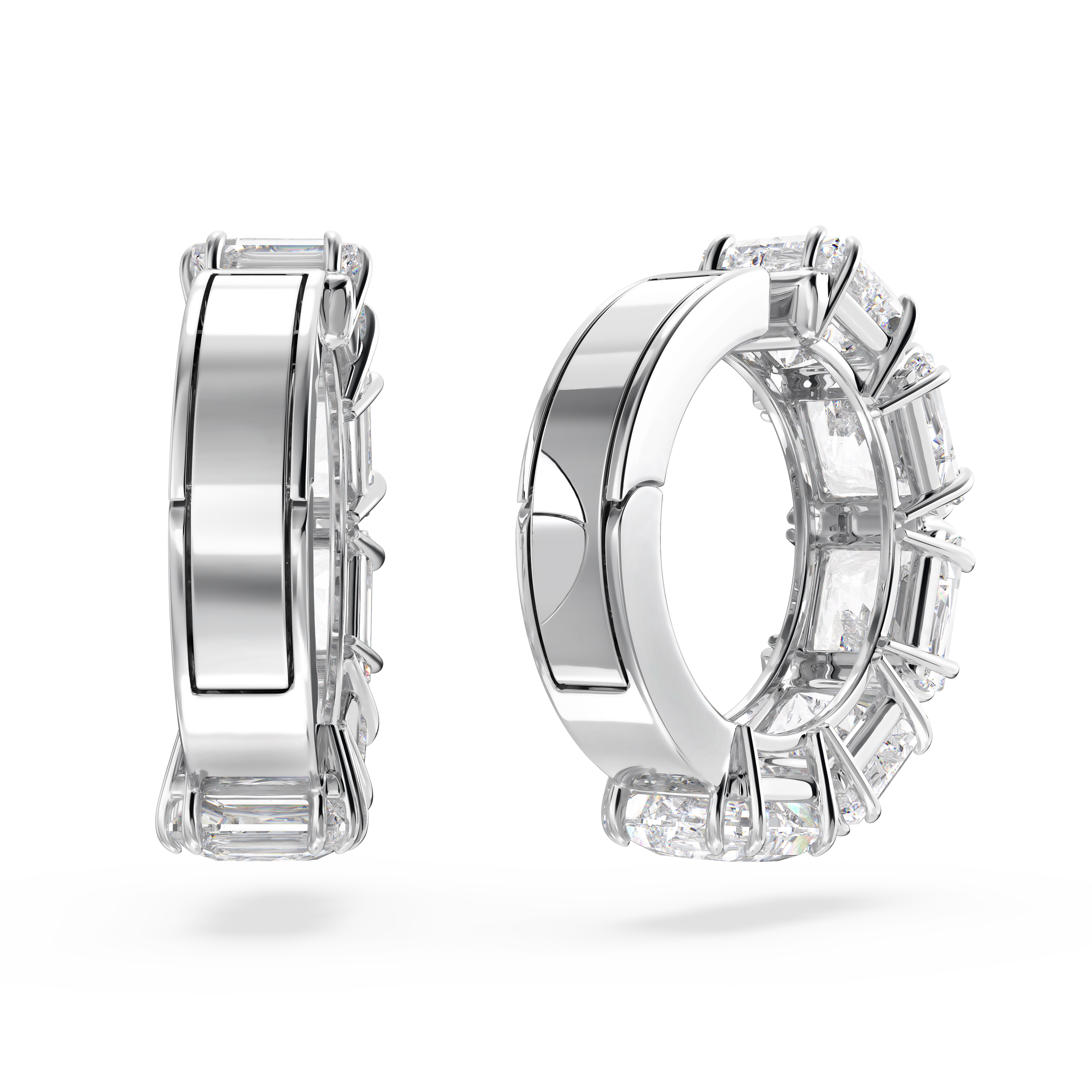 Swarovski Matrix clip earrings, Square cut, White, Rhodium plated 5654557