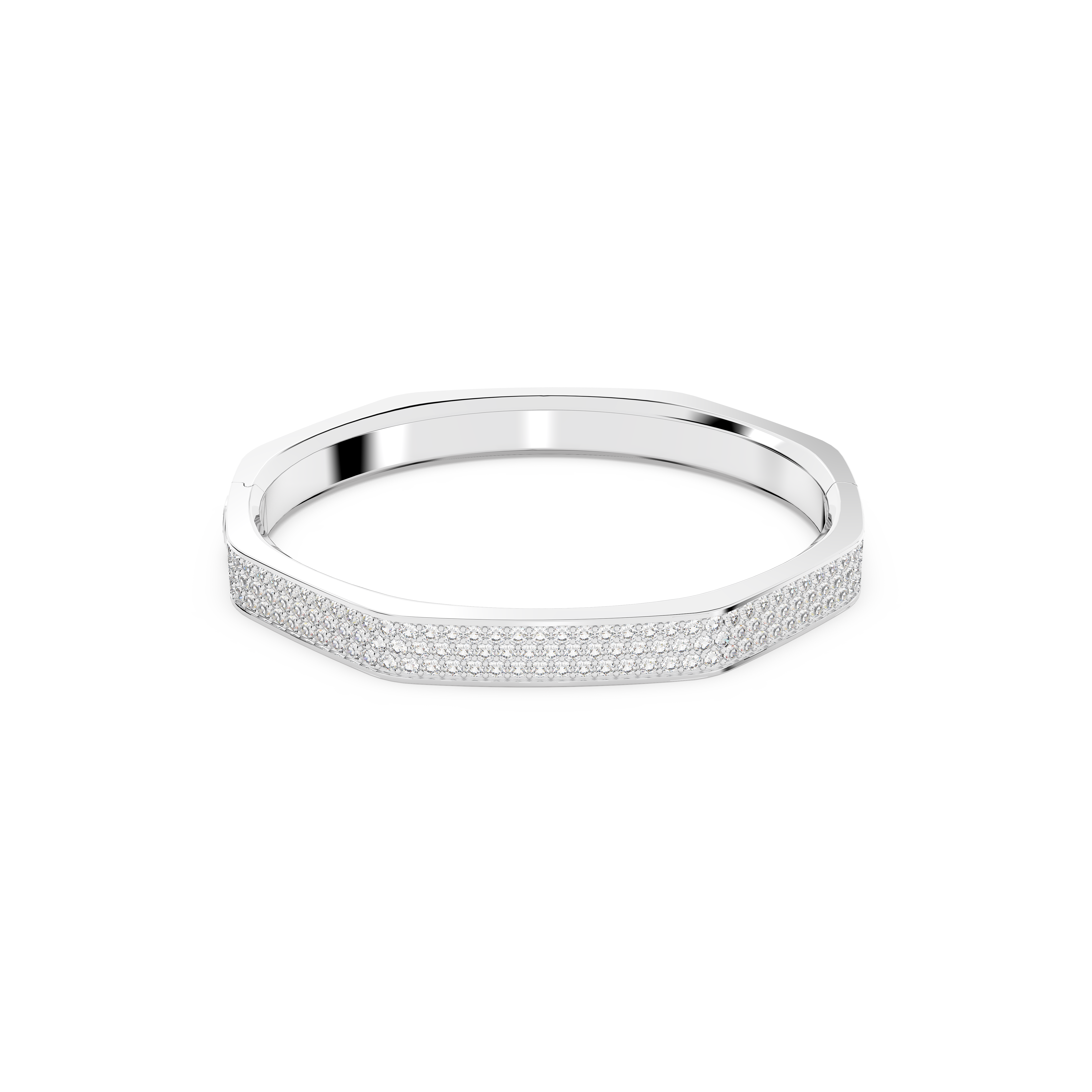 SWAROVSKI DEXTERA BANGLE, OCTAGON SHAPE, WHITE, RHODIUM PLATED