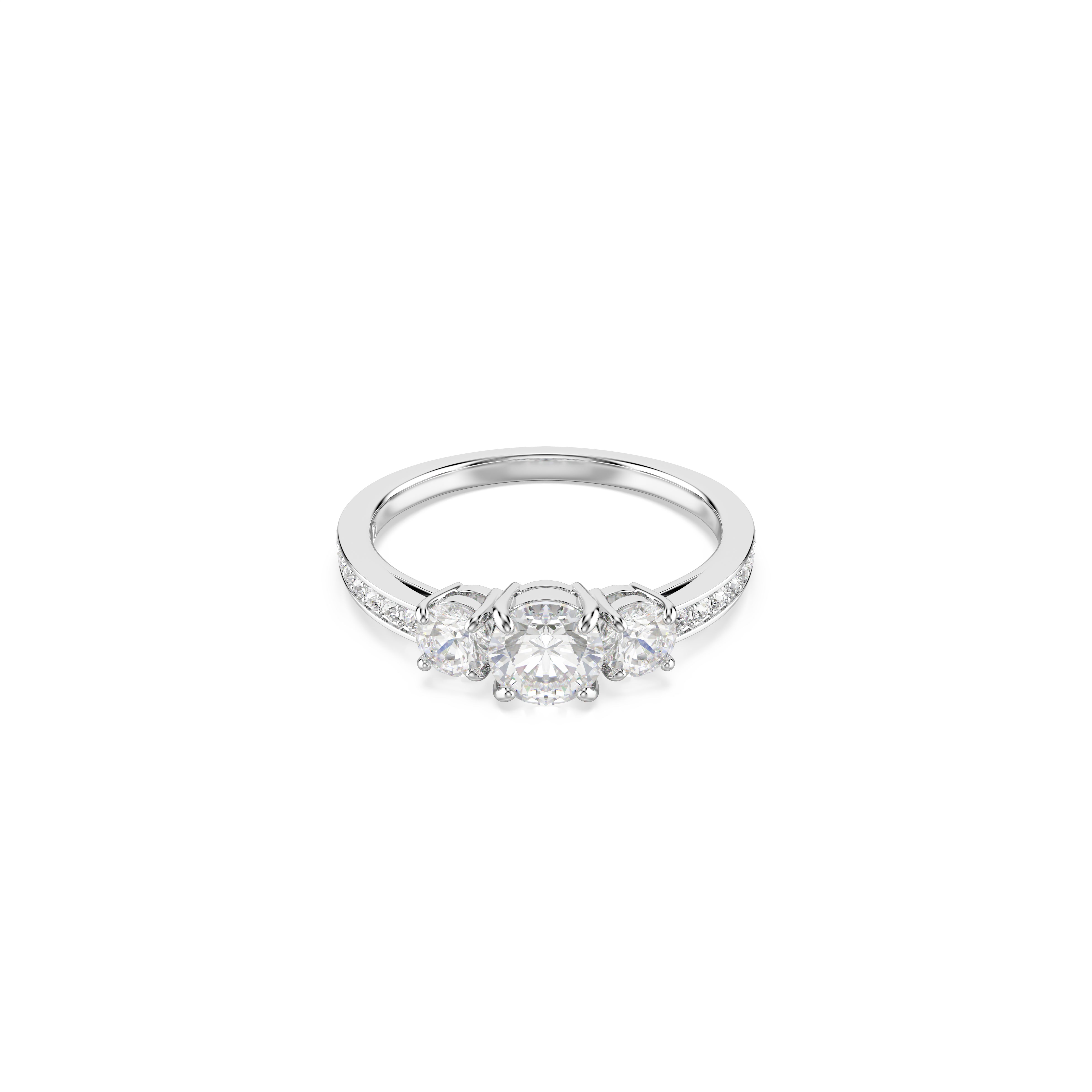 Swarovski Stilla Attract ring, Round cut, White, Silver-tone finish 5656289