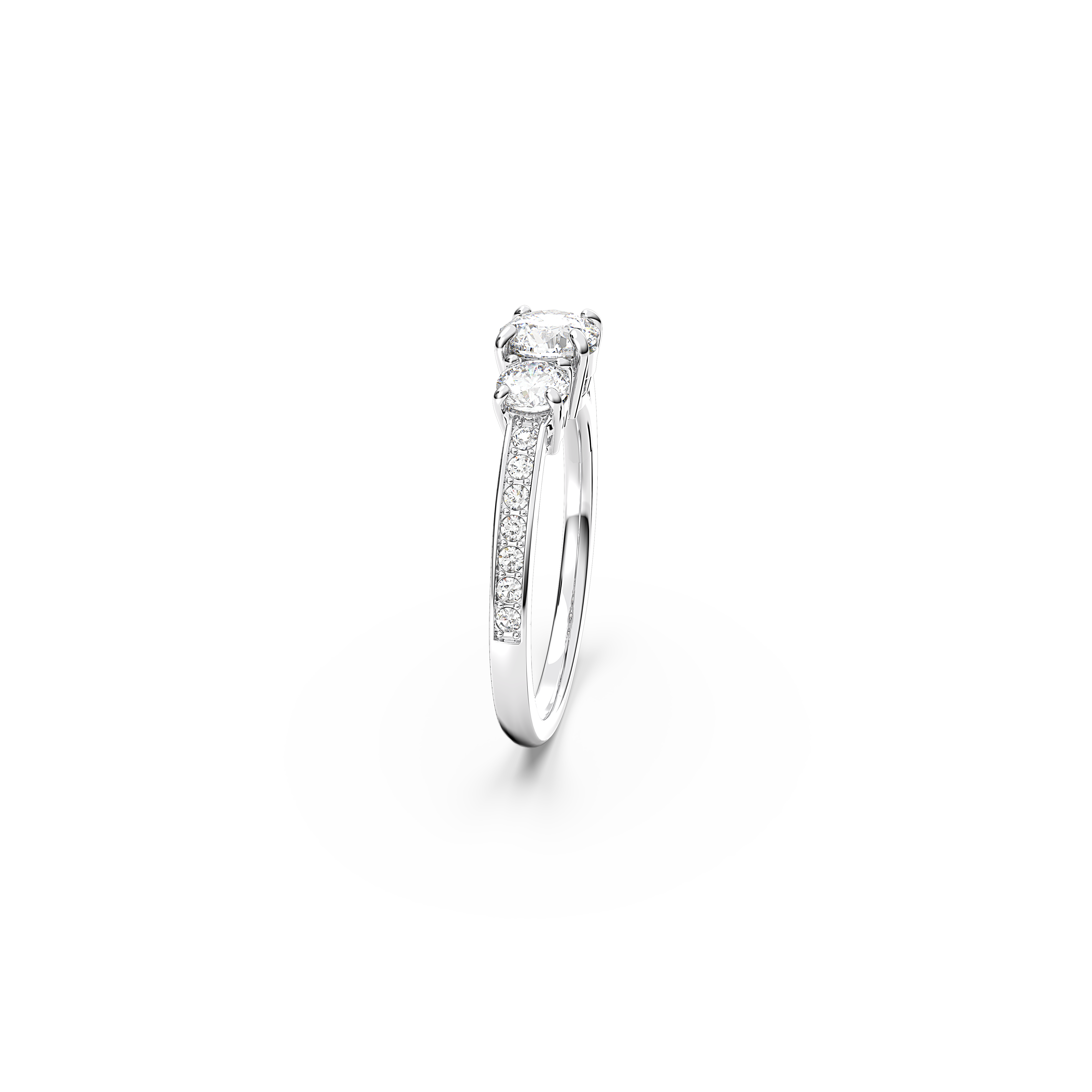 SWAROVSKI ATTRACT TRILOGY RING, ROUND CUT, WHITE, SILVER-TONE FINISH