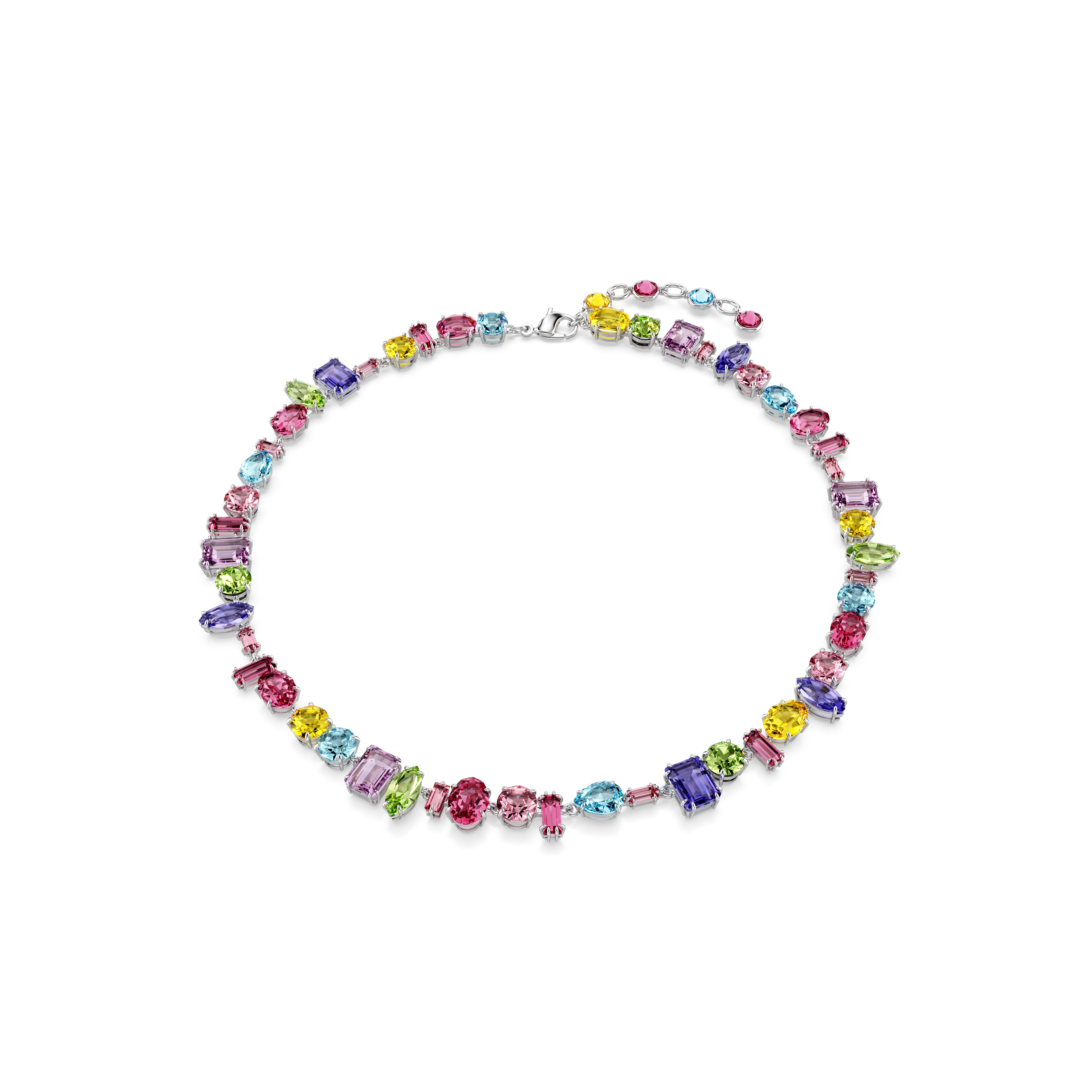 Swarovski Gema necklace, Mixed cuts, Multicolored, Rhodium plated 5656397