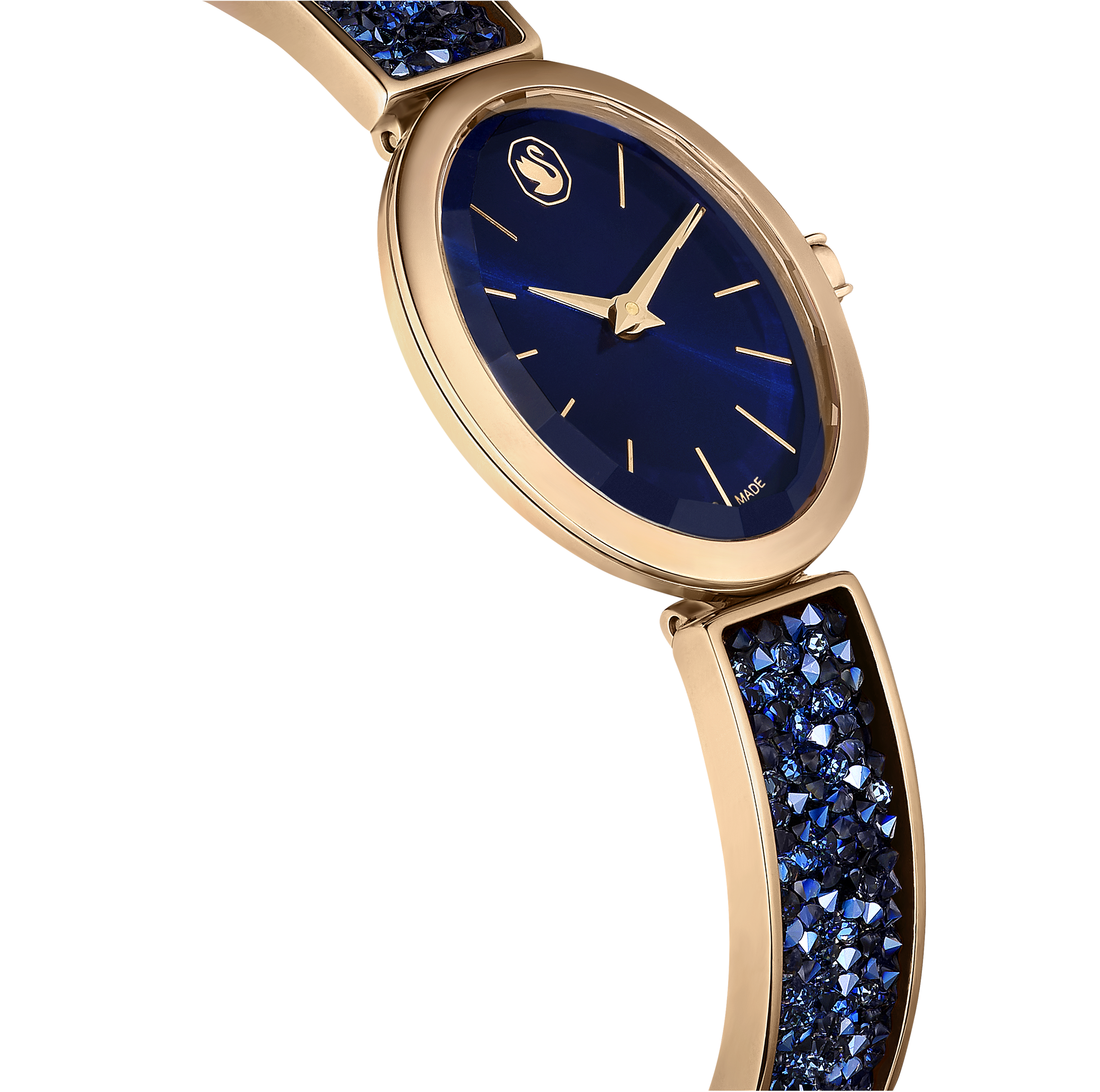 Swarovski Crystal Rock oval watch, Swiss Made, Crystal bracelet, Blue, Rose gold-tone finish 5656822