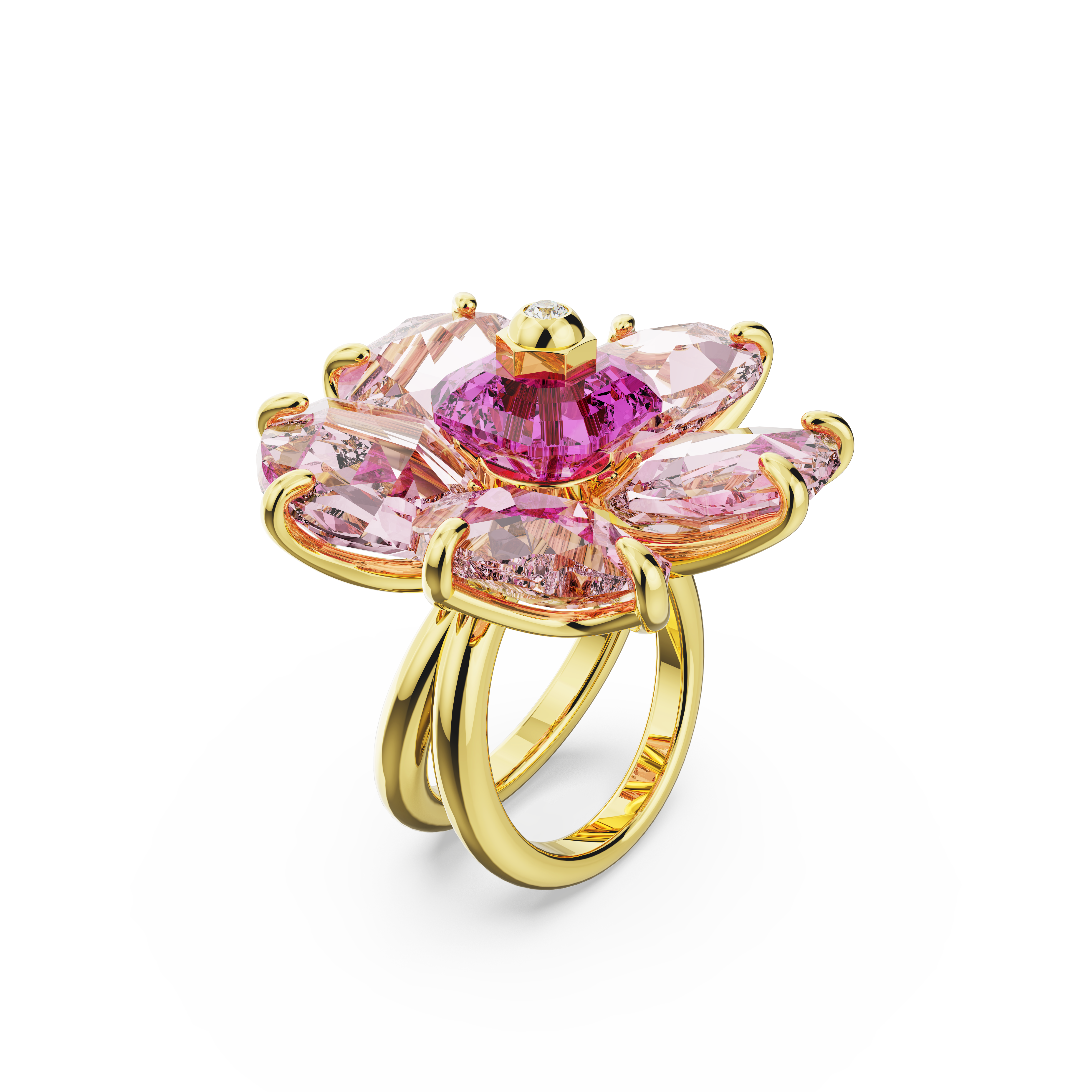 Swarovski Idyllia cocktail ring, Flower, Pink, Gold-tone plated 5657281